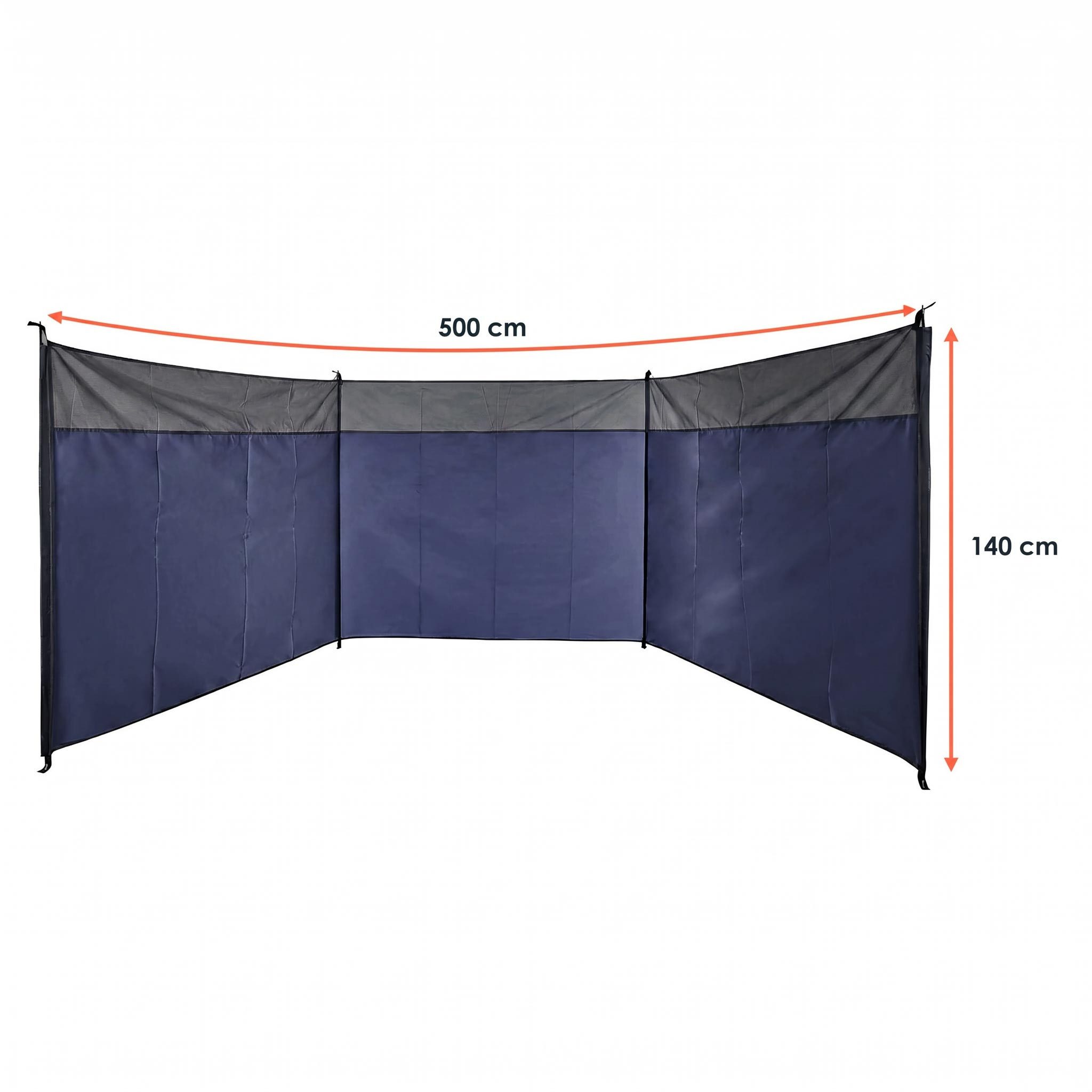 Spetebo Windschutz Strand Sichtschutz blau mit Tragetasche - 500 x 140 cm, Personen: 4 (Anzahl, 1 tlg., Stück), schnell und leicht aufgebaut