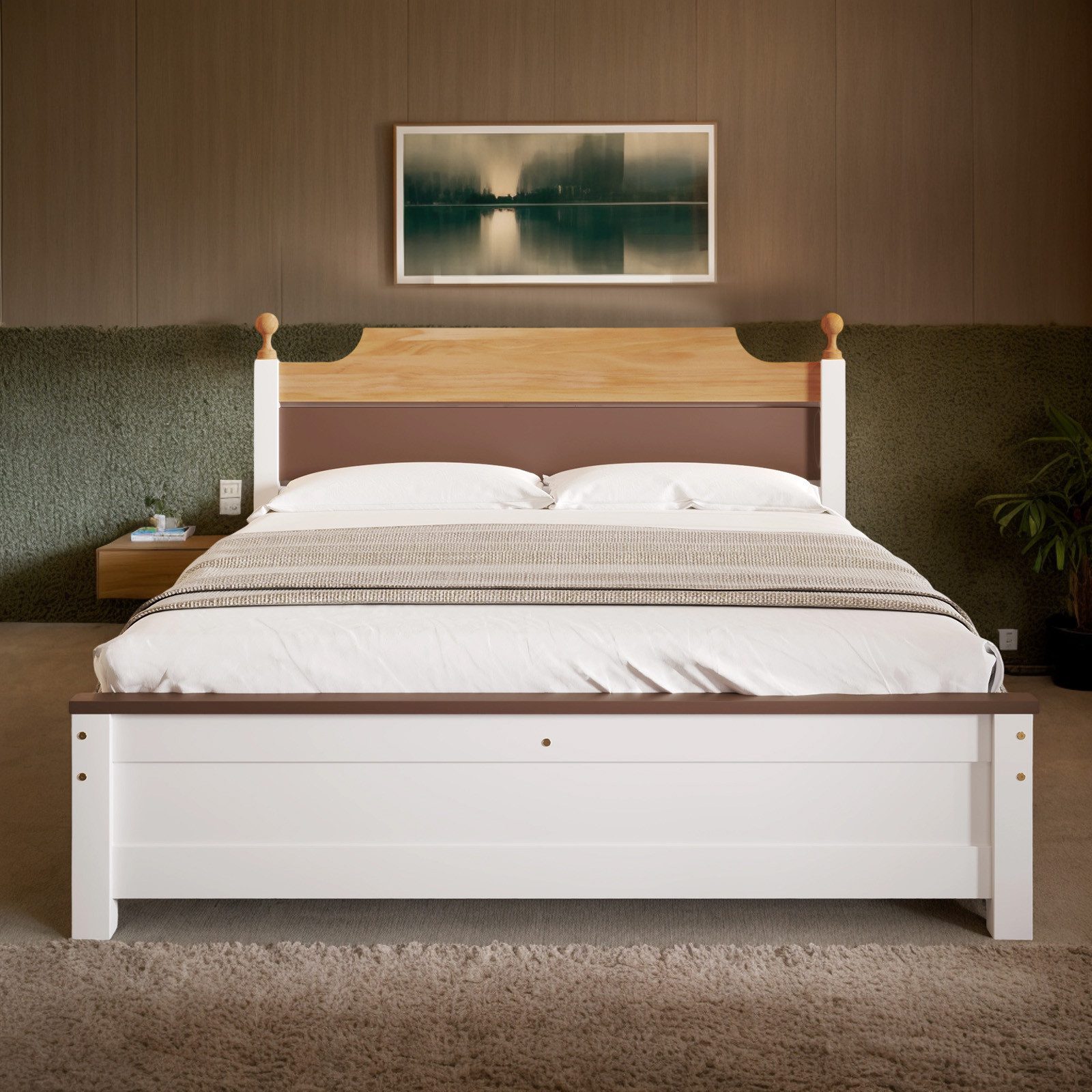 OKWISH Holzbett Einzelbett, Kiefernholzrahmen mit Mittelfuß, Erwachsenenbet günstig online kaufen