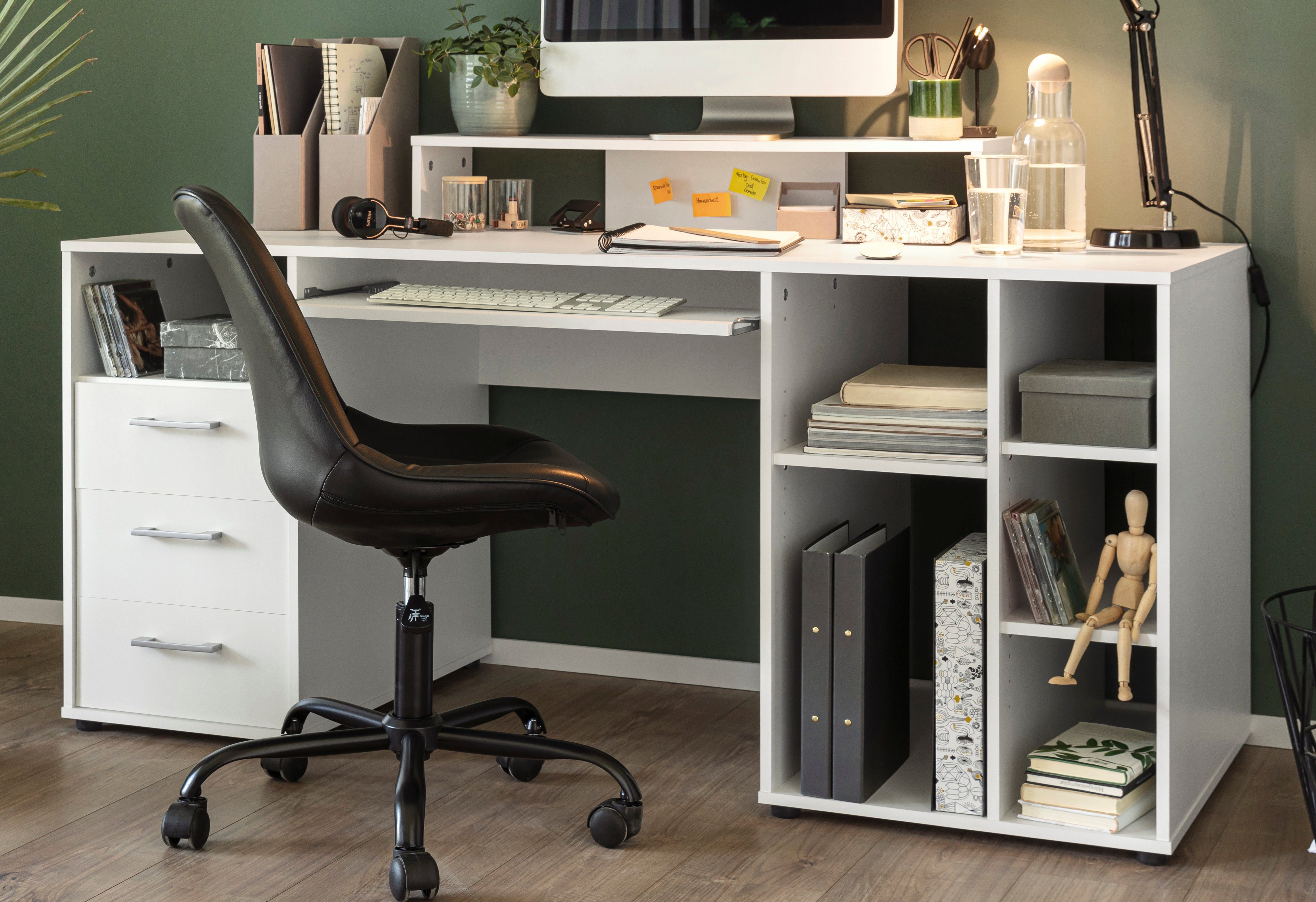 VOGL Möbelfabrik Schreibtisch Timra, Tastaturauszug, Aufsatz günstig online kaufen