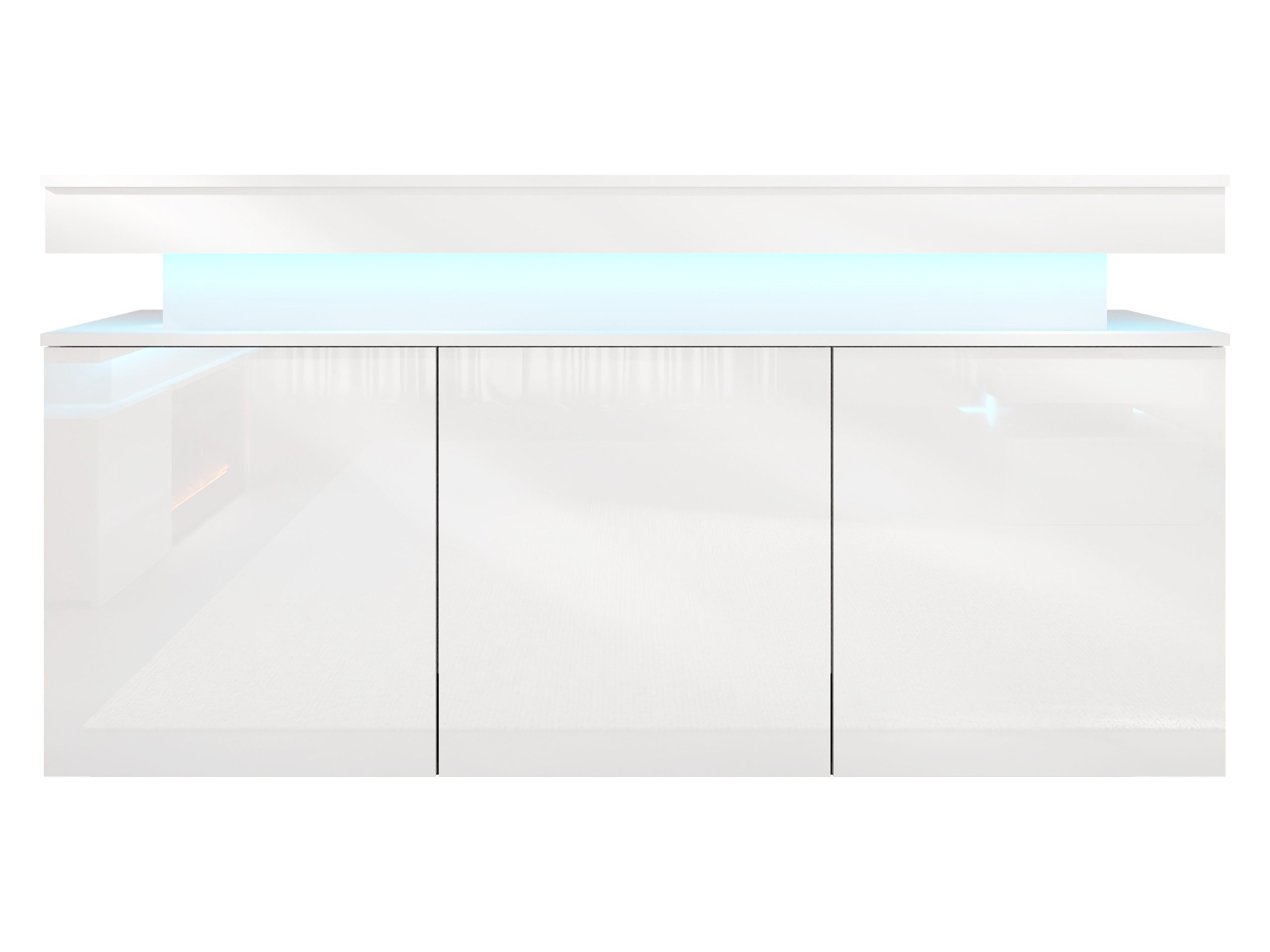 MIRJAN24 Kommode Glossa 3D 160 (mit drei Drehtüren), mit blauer LED-Beleuchtung