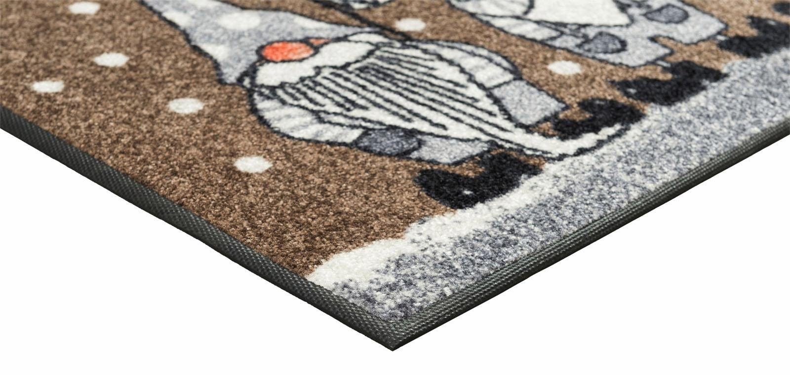 Fußmatte Winterzwerge, wash+dry by Schmutzfangmatte, Kleen-Tex, waschbar mm, rutschhemmend, 7 Höhe: rechteckig, taupe