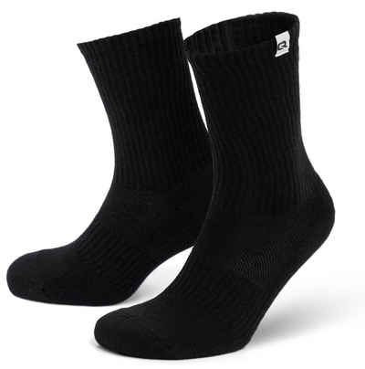 QSOCKS Tennissocken Crew Laufsocken Sportsocken Spezielle Polsterung, für Damen & Herren (Packung, 4 Paar) Qualität Socken