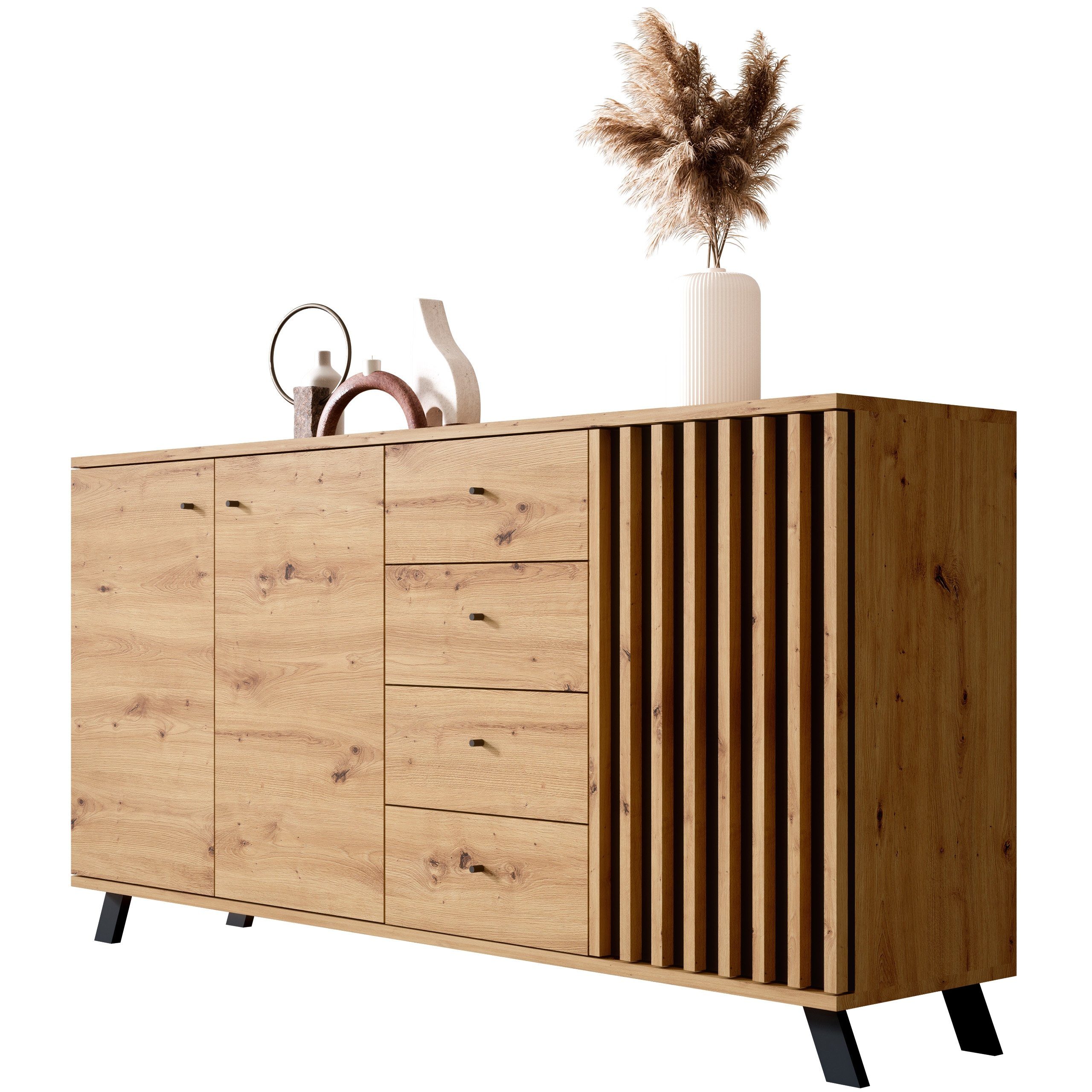 Newroom Sideboard Barea, Wildeiche Sideboard Modern Wandpaneel Vintage High günstig online kaufen