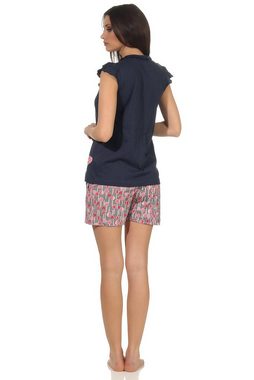 Normann Pyjama Damen Shorty Schlafanzug kurzarm im Lolli Lutscher lollipop Design