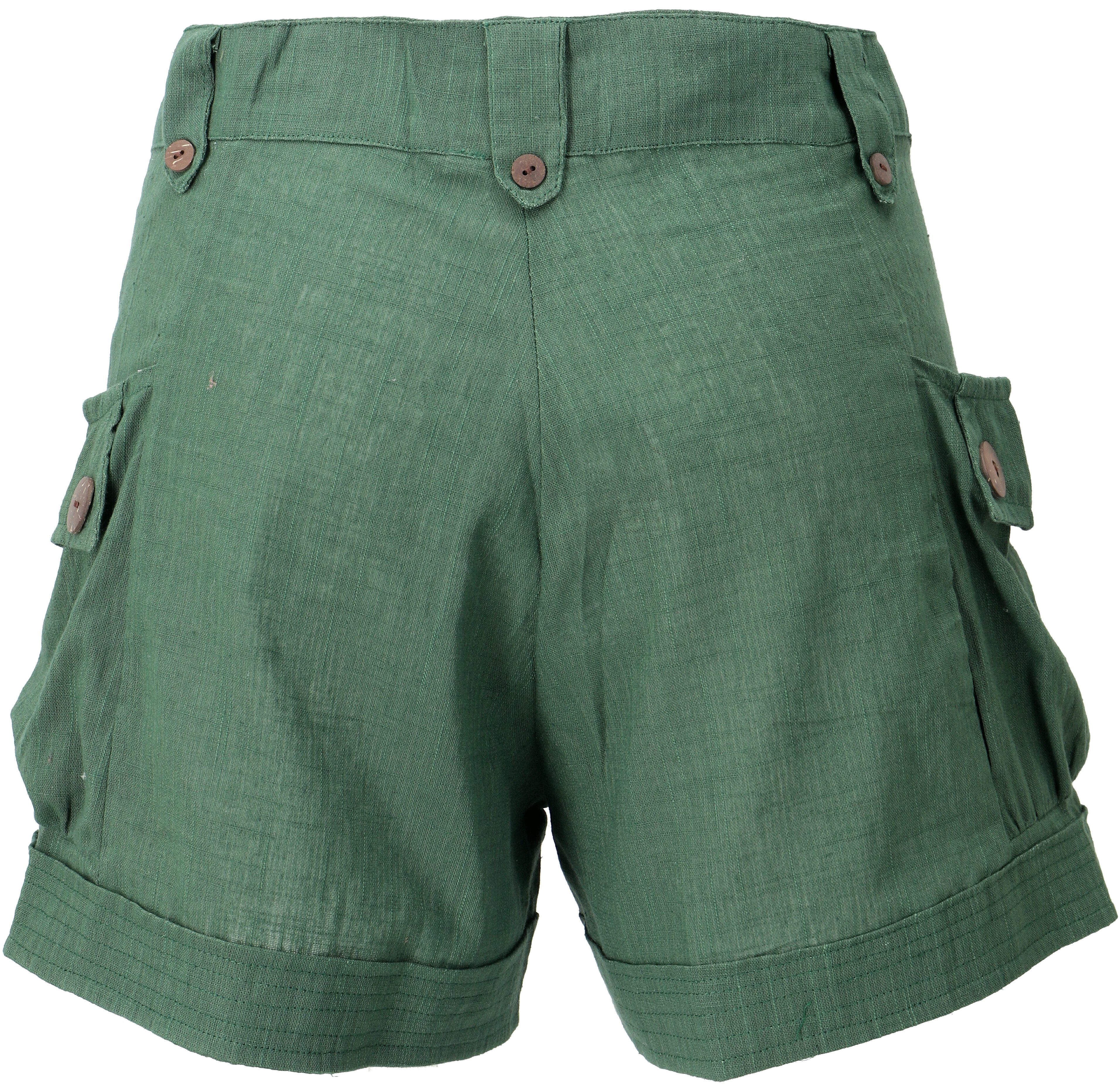 Guru-Shop Hose & Shorts Shorts Boho-chic, kurze Hose Leinenlook - grün alte günstig online kaufen