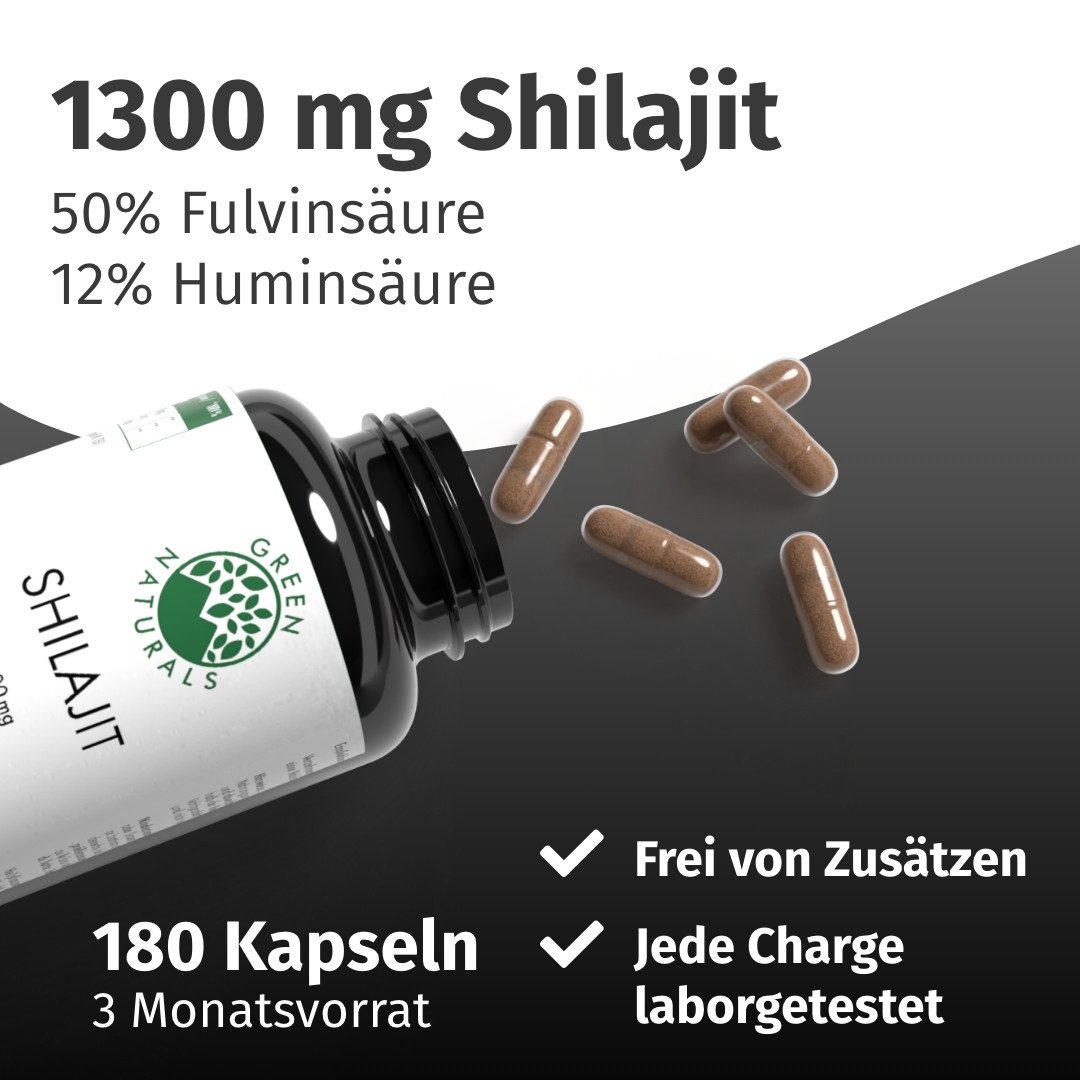 Green Naturals Shilajit 1300 mg hochdosiert vegan KAP, 139.0 g