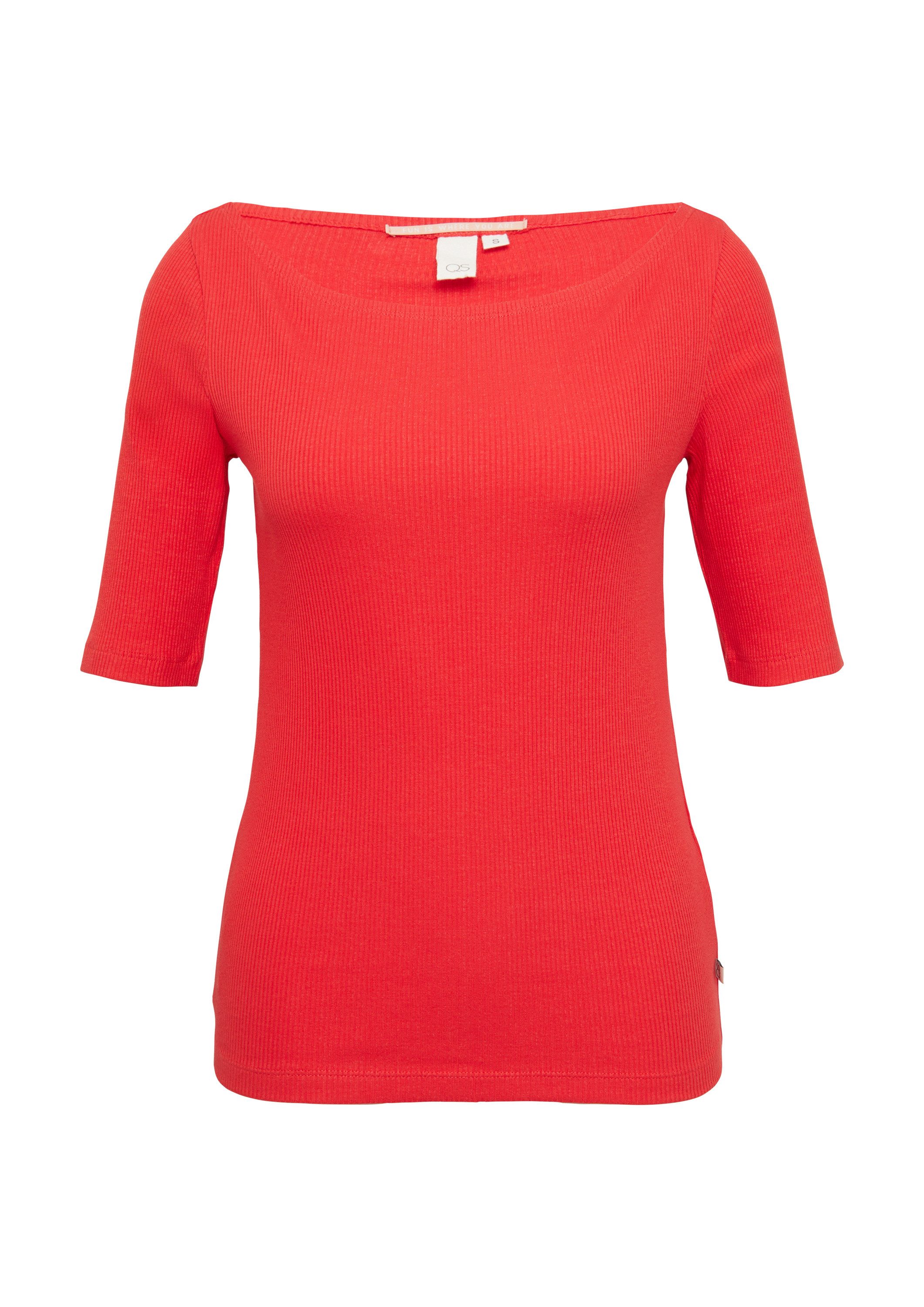 QS Kurzarmshirt T-Shirt Schmales Rippshirt mit U-Boot Ausschnitt günstig online kaufen