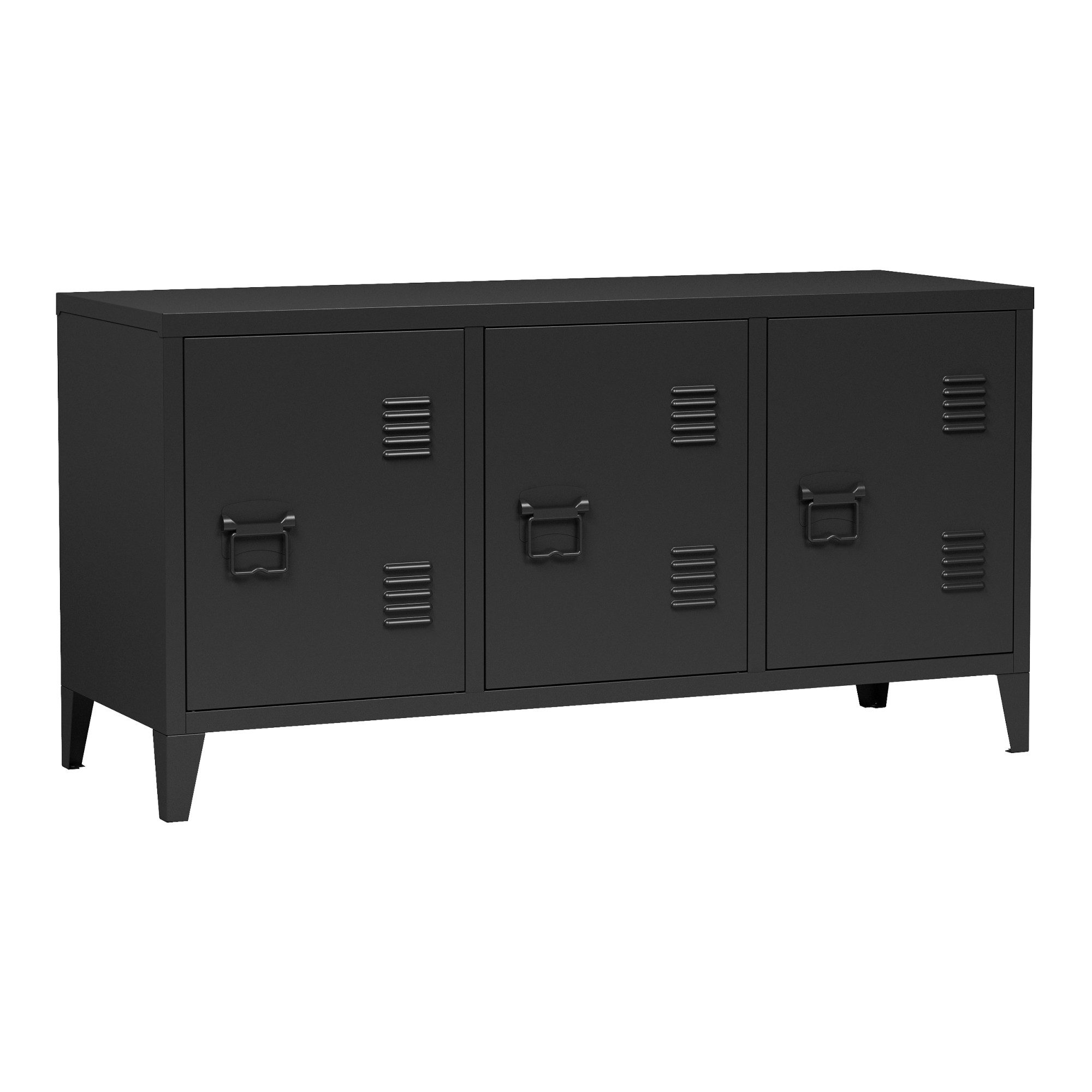 en.casa Sideboard, »Kotka« mit 3 Türen Metall 113 x 40 x 58 cm Schwarz günstig online kaufen