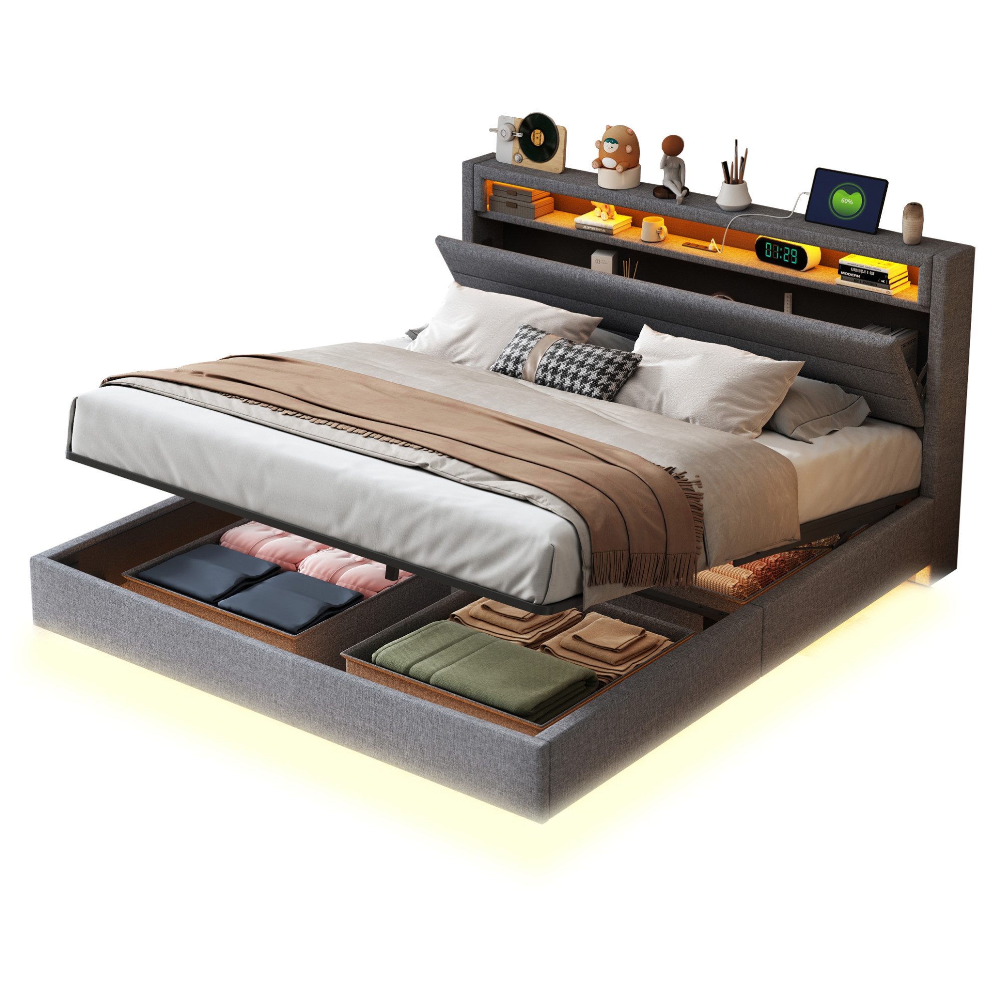 REDOM Polsterbett Doppelbett Kinderbett Stauraumbett Jugendbett günstig online kaufen