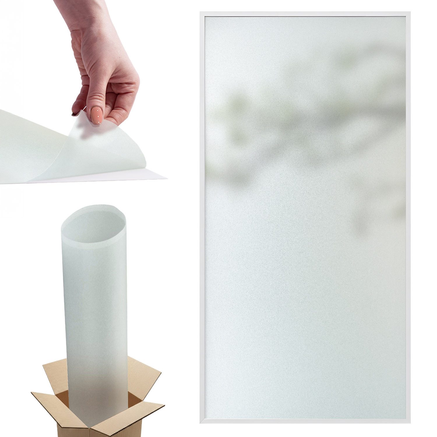 Tulup Fensterbild Sichtschutzfolie Fenster, Milchglasfolie selbstklebend, Fensterfolie, Glasdekorfolie Matt, Blickdicht Satinierte Folie, UV-Schutz