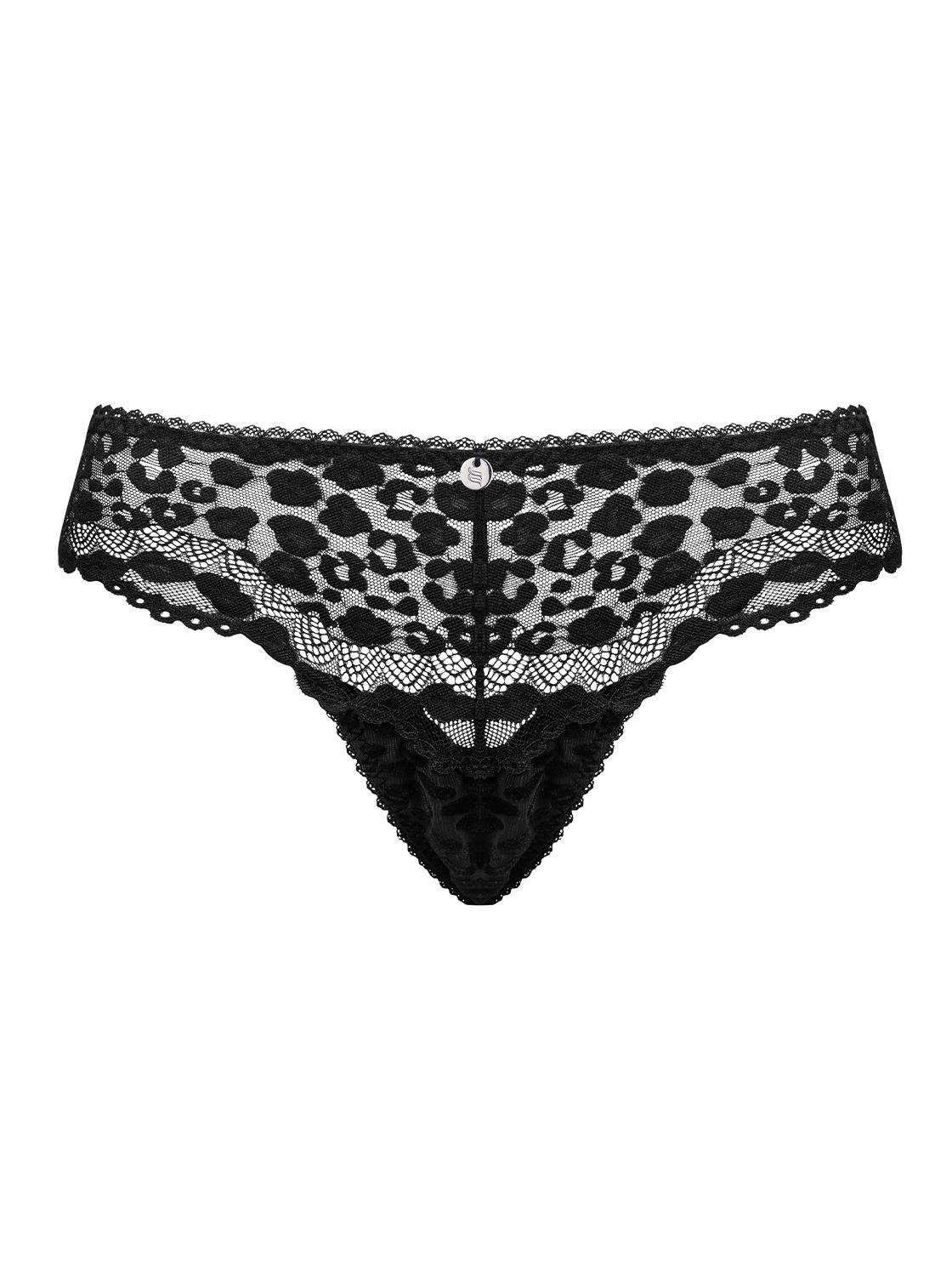 Obsessive String String Giully schwarz mit Leo-Muster transparent mit Spitze (einzel, 1-St)