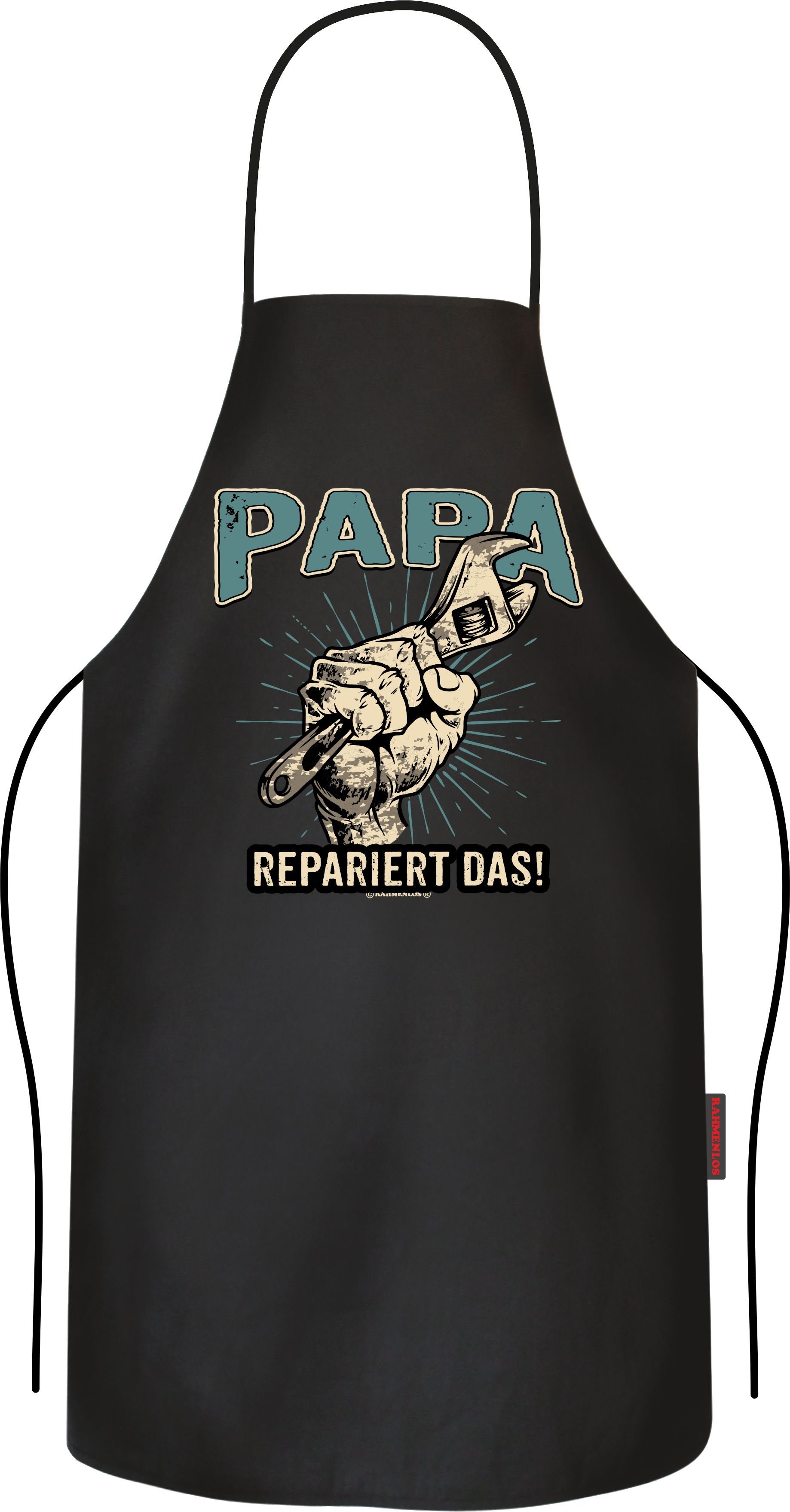 Grillschürze Kochschürze Küchenschürze als Geschenk für Väter - Papa repariert das