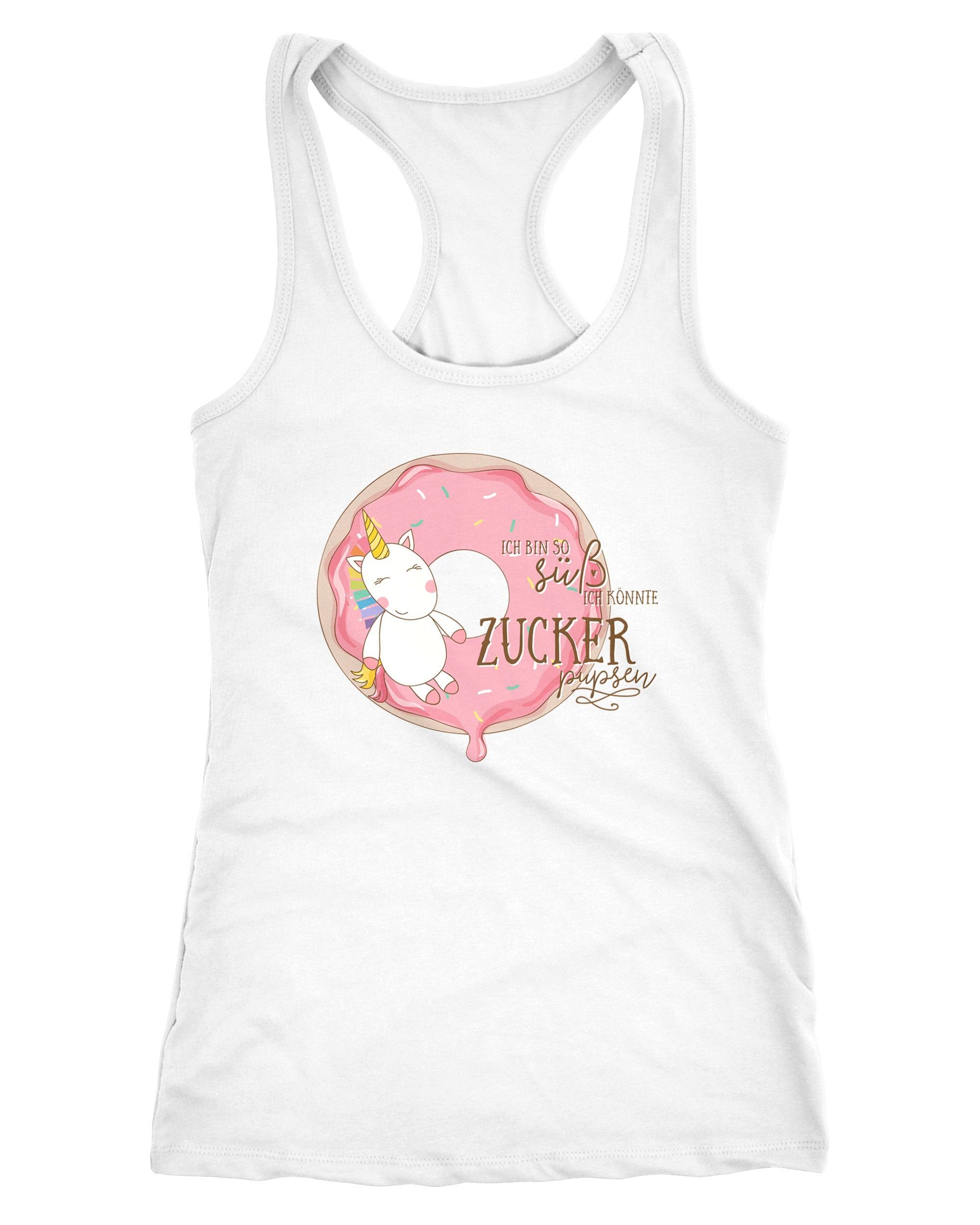 MoonWorks Tanktop »Damen Tanktop Einhorn auf Donut Ich bin so süß ich