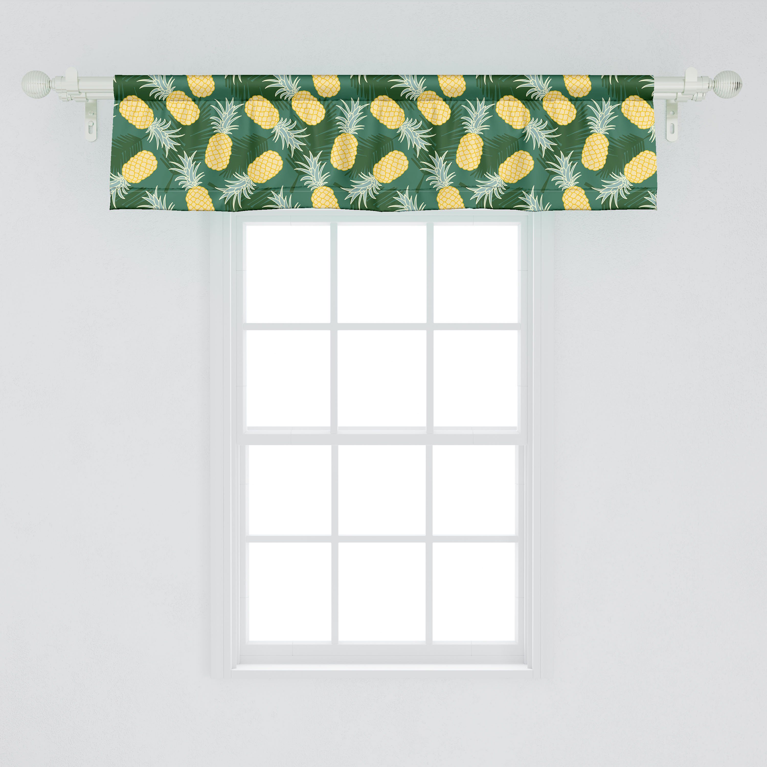Volant Dekor für Palmblätter Schlafzimmer Vorhang Scheibengardine mit Stangentasche, Küche hawaiisch Abakuhaus, Ananas Microfaser,