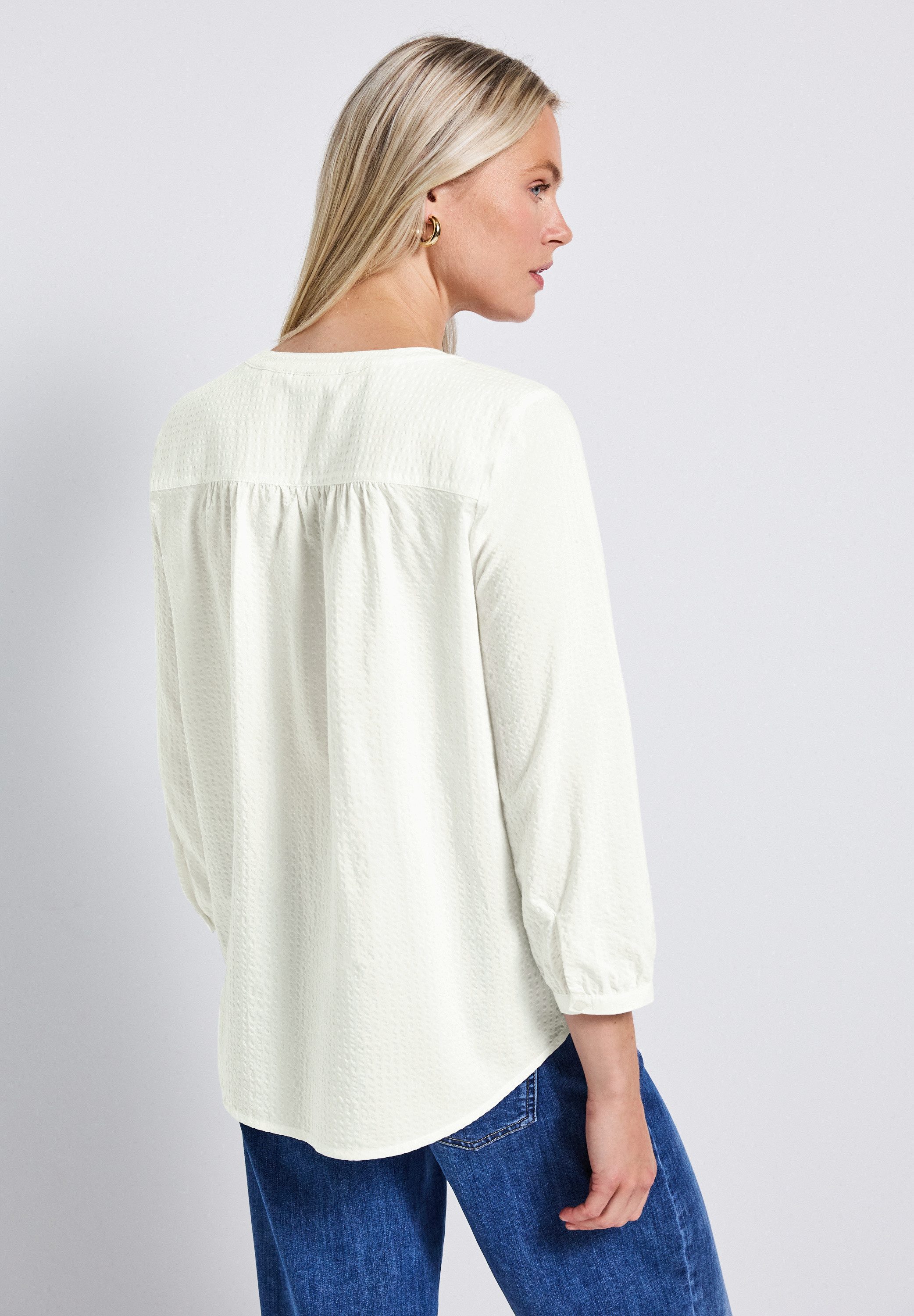 STREET ONE Langarmbluse mit gestreiftem Seersucker-Look günstig online kaufen