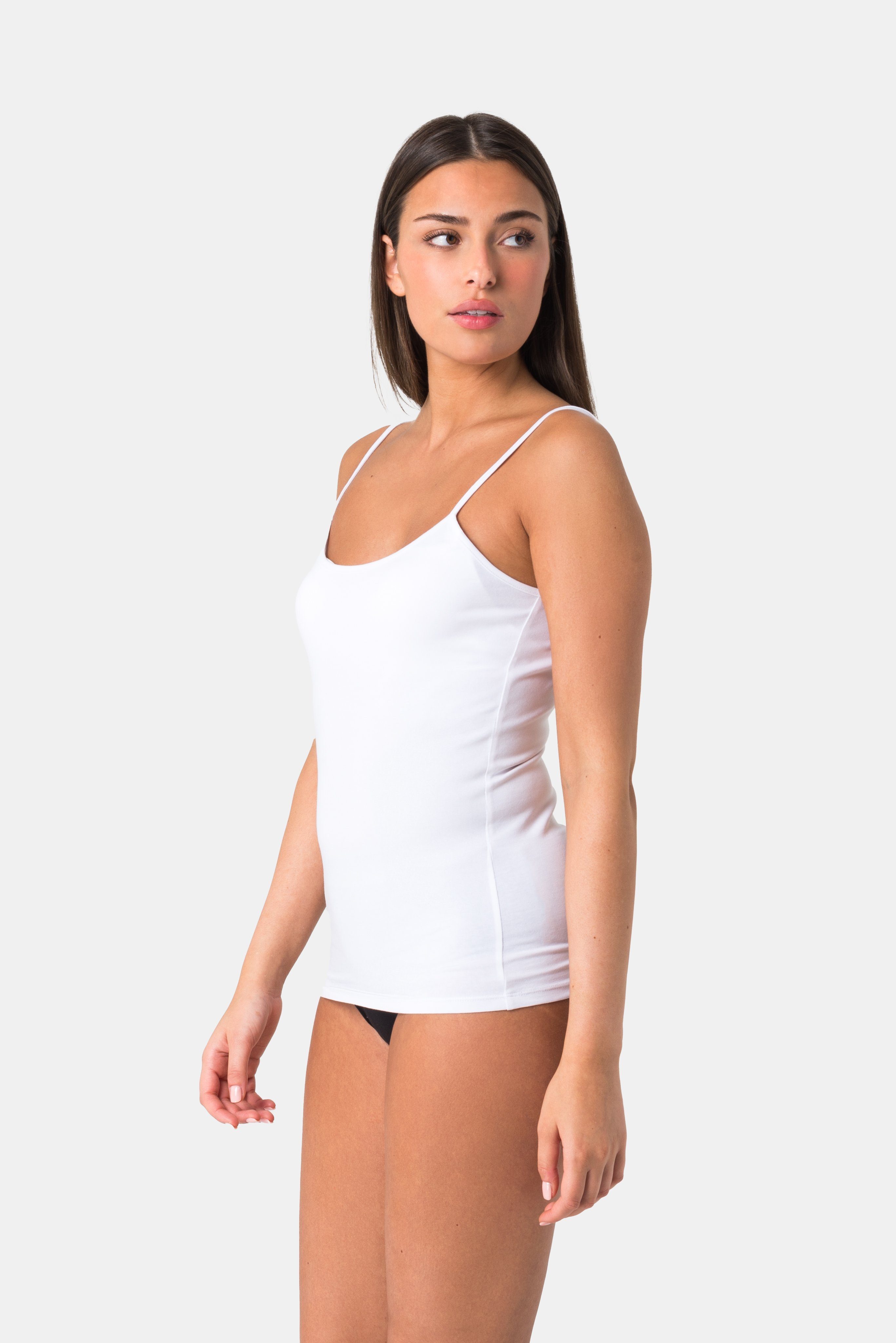 Elsie Unterhemd Damen Spaghetti Top (Packung, 3-St., 3er-Pack) Tank Top mit Verstellbarem Träger aus 95% Baumwolle Stretch Tanktop