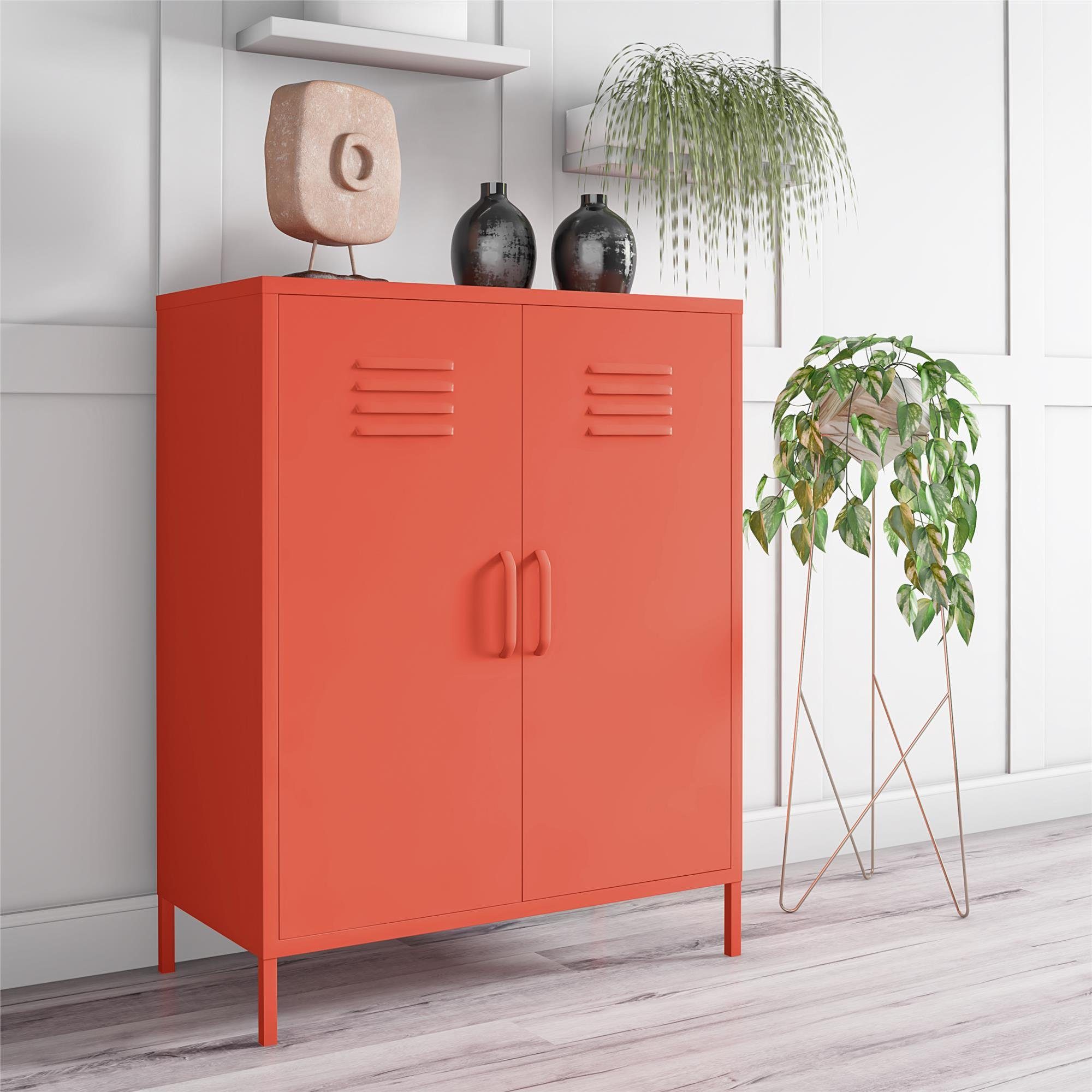 loft24 Mehrzweckschrank Cache Spind Schrank, 2 Türen, Metallschrank, modern, Industriestil