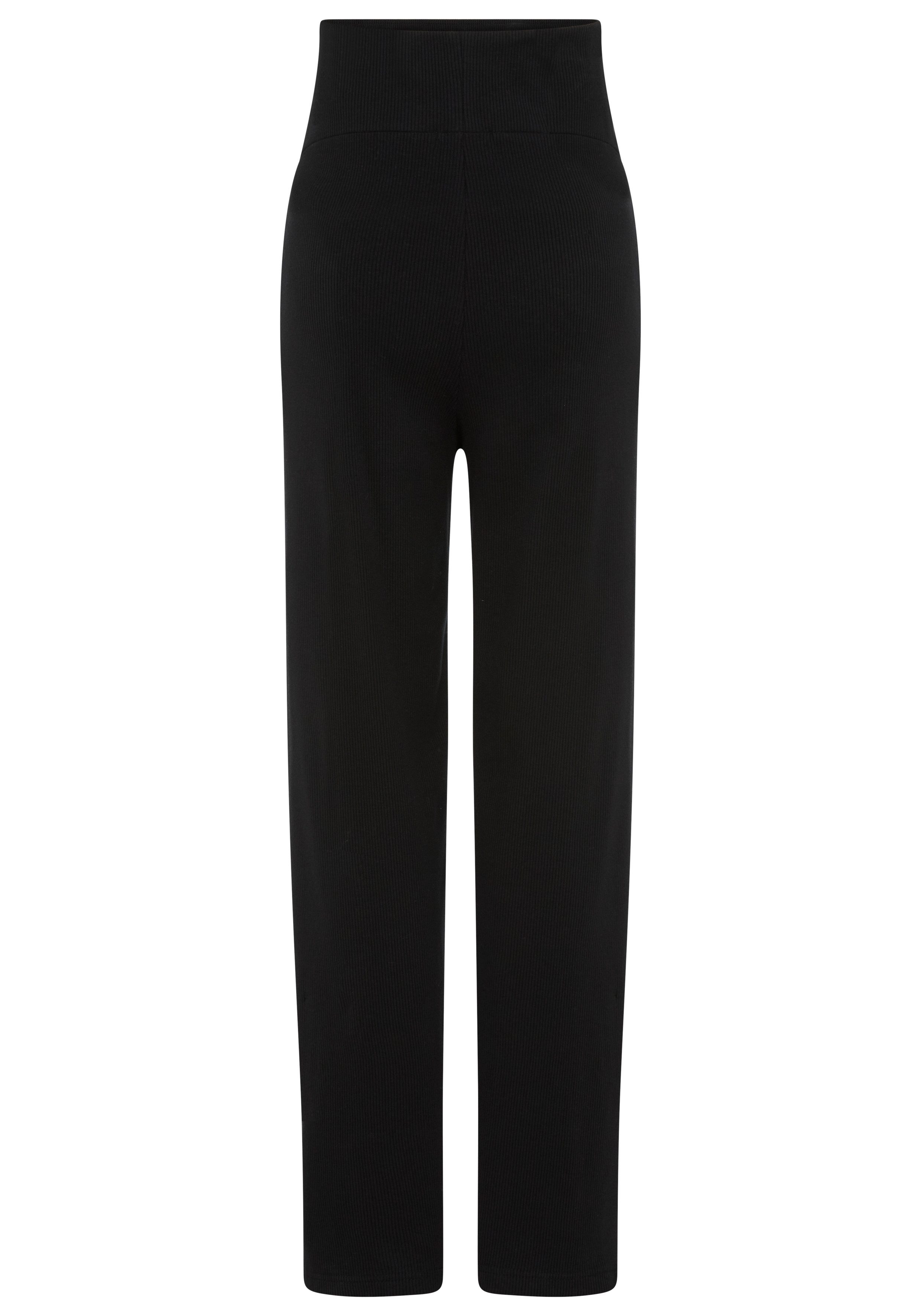 Nine-month maternity trousers, wide jersey trousers for pregnancy and breastfeeding, maternity trousers made of ribbed fabric with a wide leg