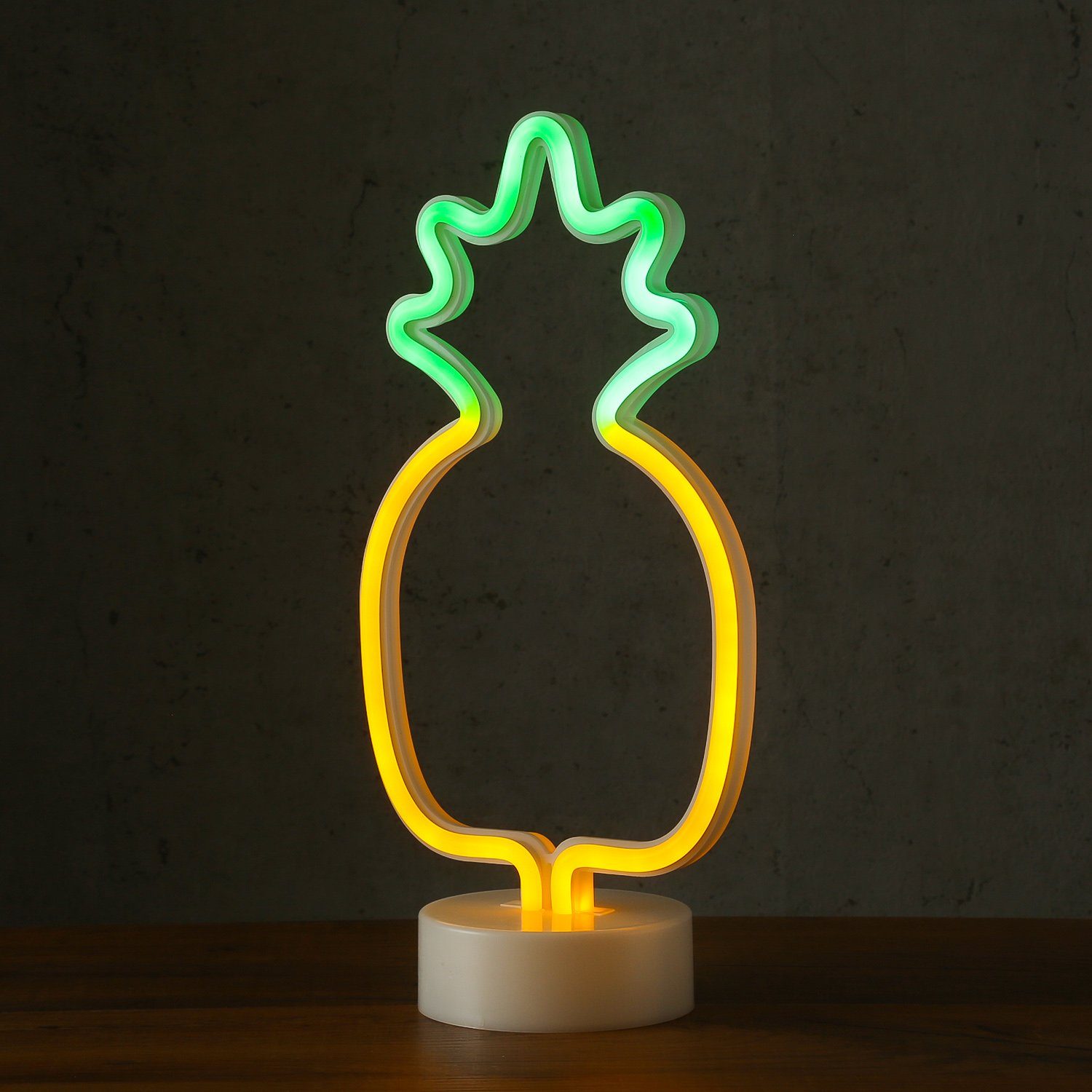 MARELIDA LED Dekoobjekt LED Neonlampe ANANAS Silhouette Dekoleuchte Batteriebetrieb stehend, gelb