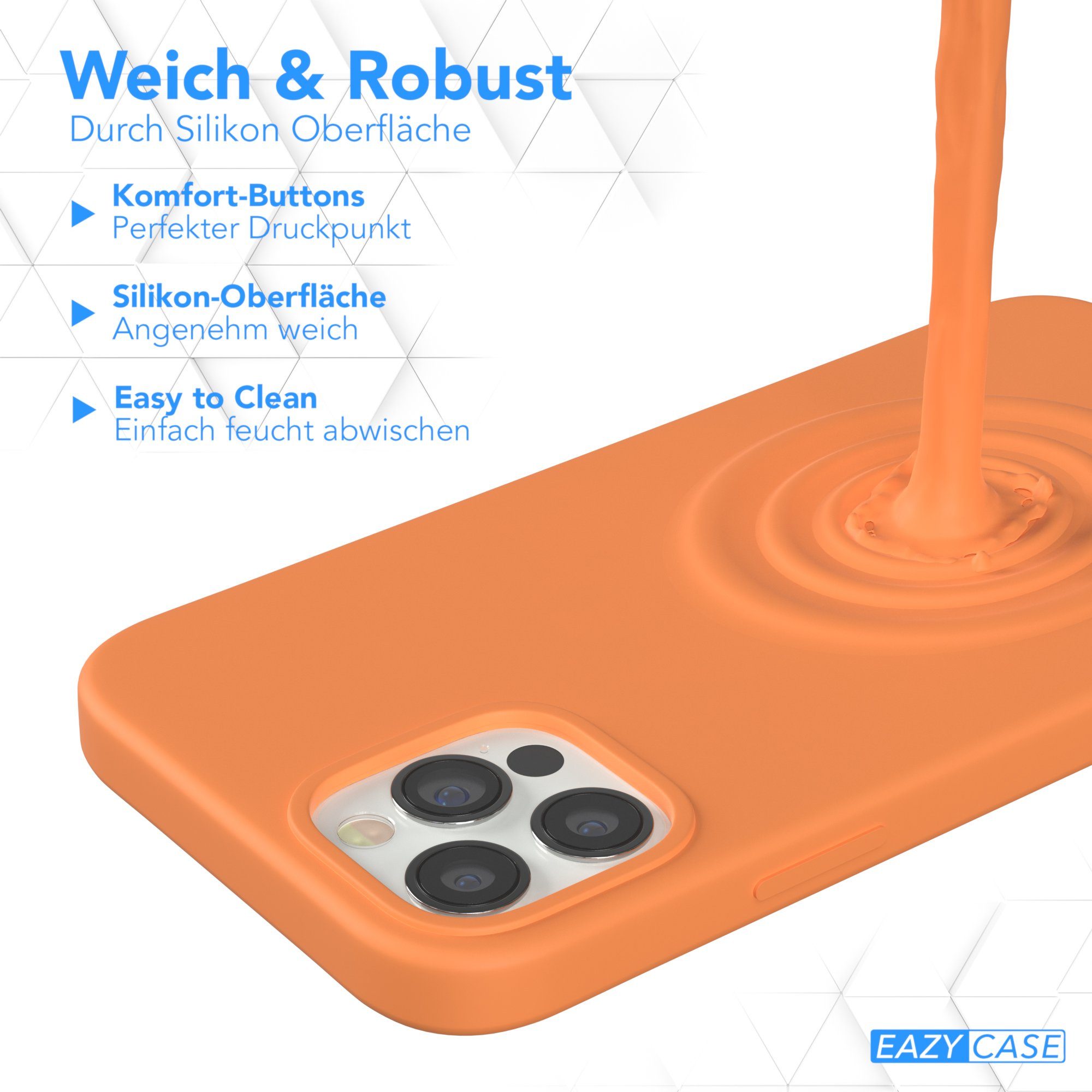 EAZY CASE Handyhülle Premium Silikon Case für iPhone 12 / iPhone 12 Pro 6,1 Zoll, Case stoßfest Smart Slimcover mit Displayschutz Back Cover Etui Orange – Bild 4 von 5