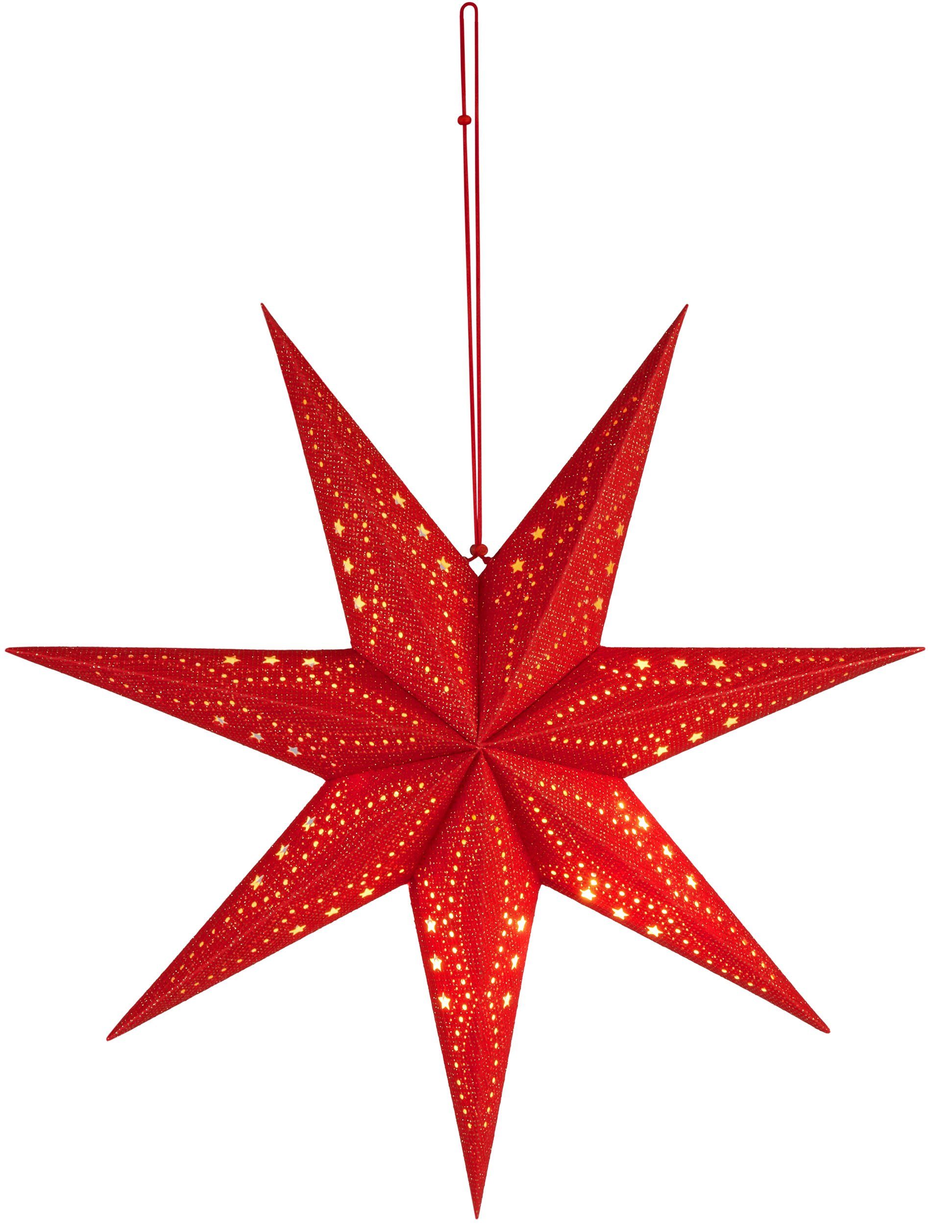 BRUBAKER Dekostern Fassung, Weihnachten Fenster Kabel mit 1 zum Papierstern Rot cm 3,5 m E14 Leuchtstern - 60 - mit St., Adventsstern Aufhängen Deko 3D Weihnachtsstern