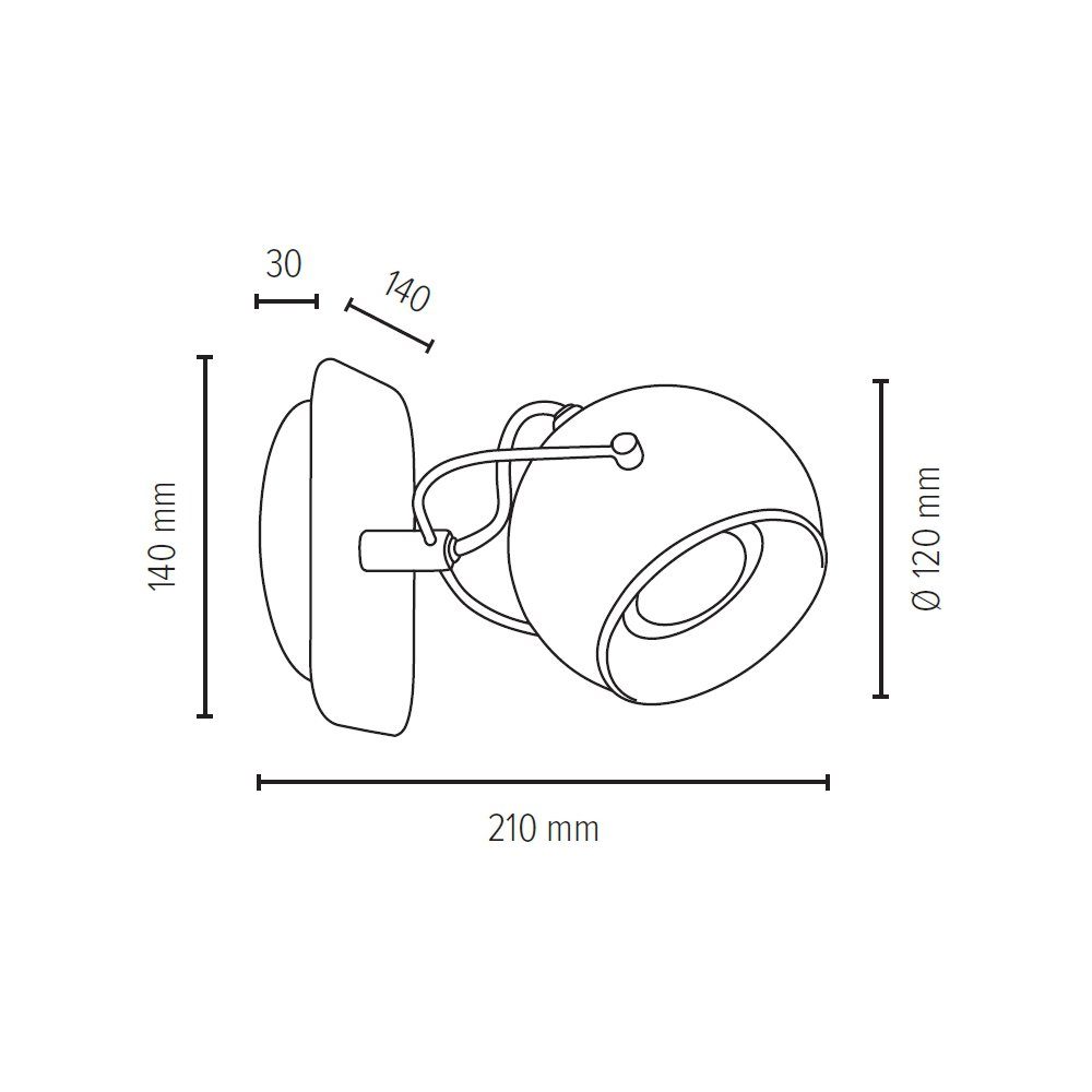 SPOT Light Wandleuchte Inkl., LED und Spot wechselbar, LED LED-Leuchtmittel schwenkbarer wechselbar, BALL, dreh- Warmweiß