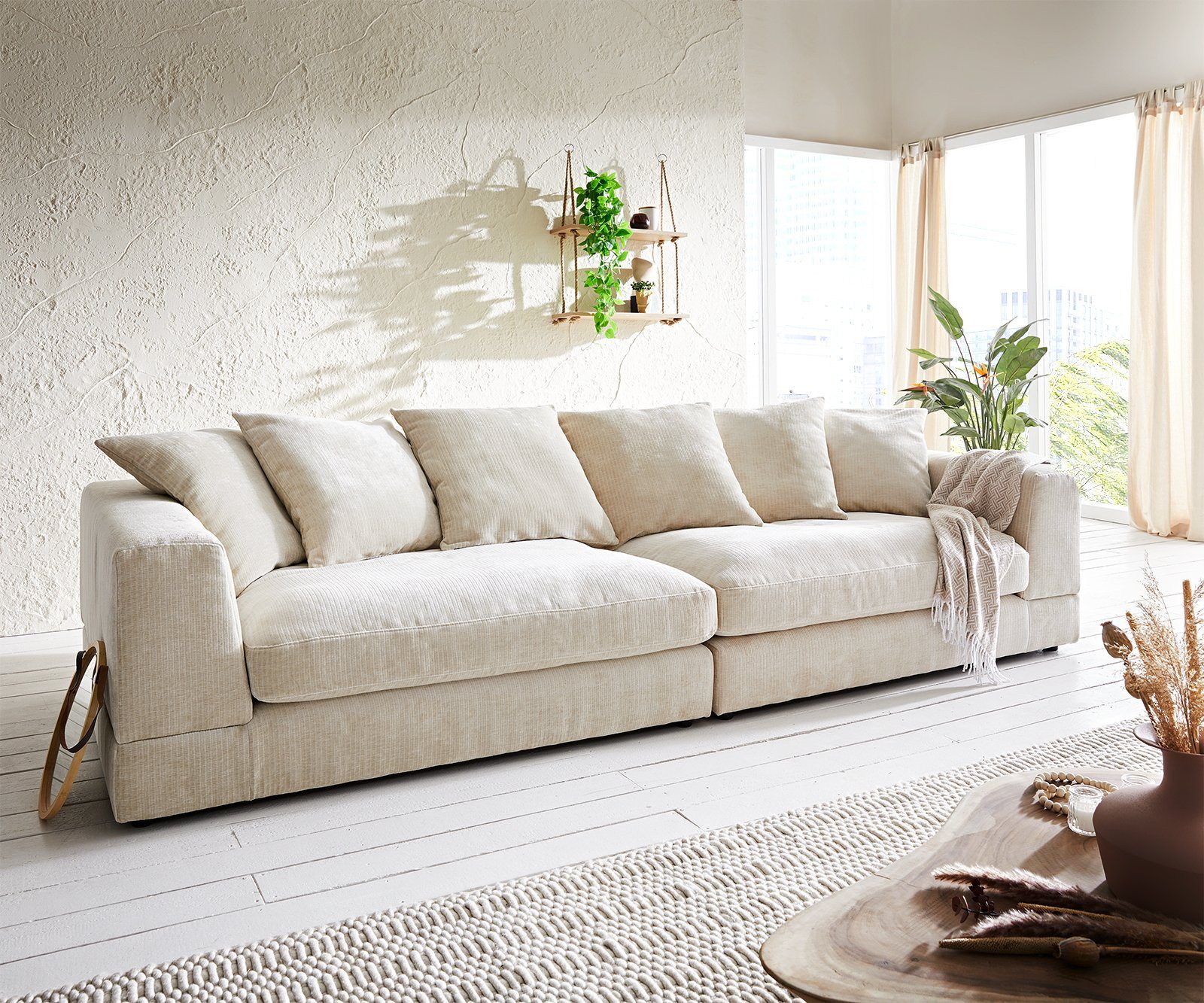 Beige Chenille cm Big-Sofa DELIFE Justo 310x110 Justo,