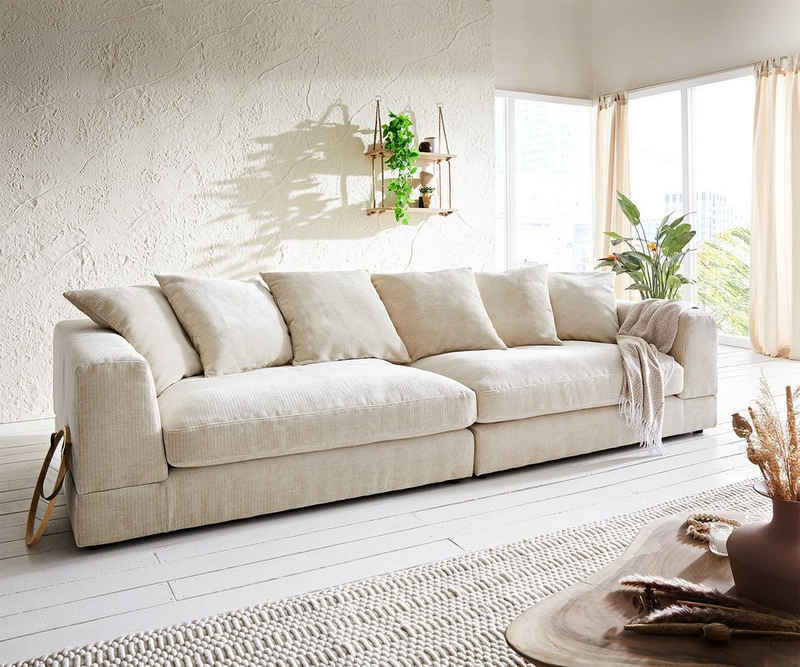 DELIFE Big-Sofa »Justo«, Justo Chenille Beige 310x110 cm