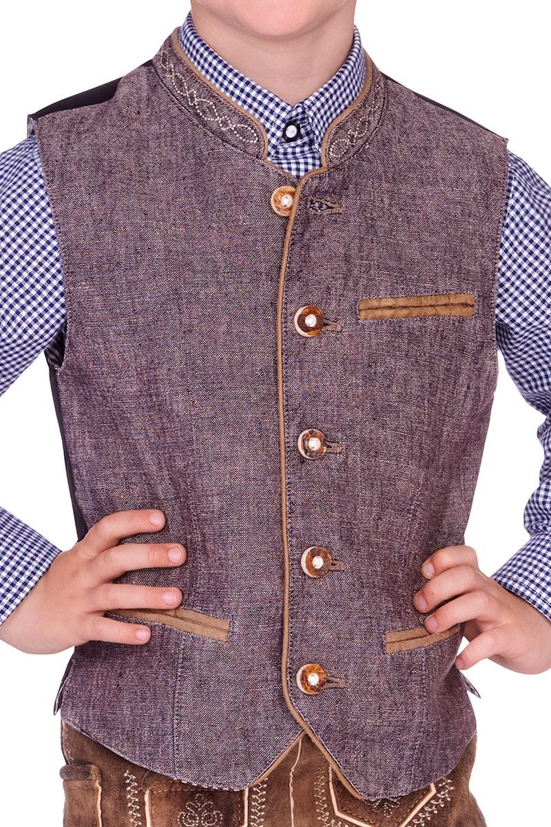 Maddox Trachtenjacke Kinderweste - OLIVER KID - kiesel