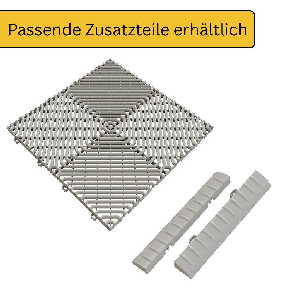 GarPet Outdoor-Bodenplatte Klickfliesen Set Bodenplatte Kunststoff Garage Drainage Garagenboden