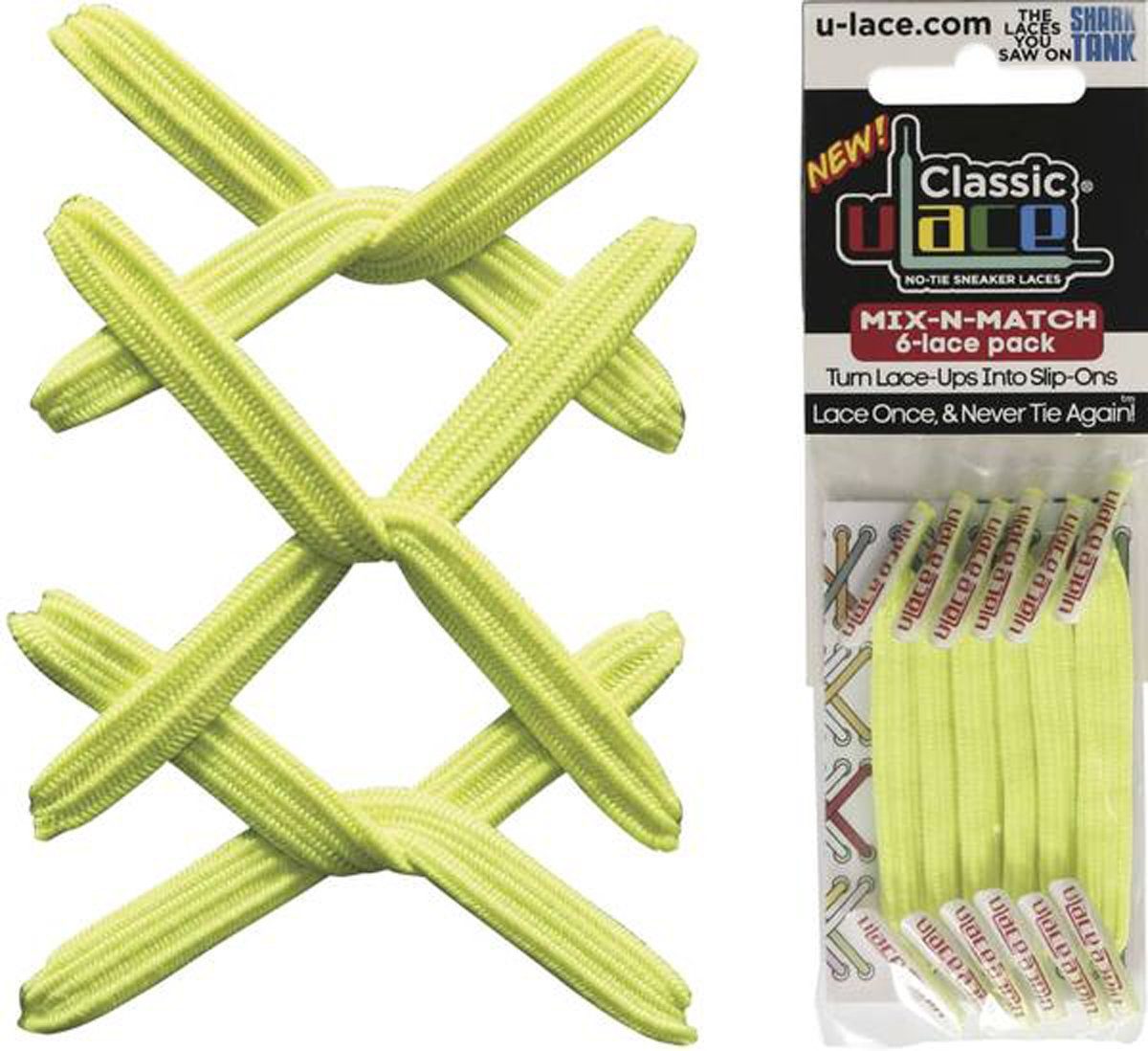 U-Laces Schnürsenkel Classic Mix N Match 6 Stück - elastische Schnürsenkel mit Wiederhaken