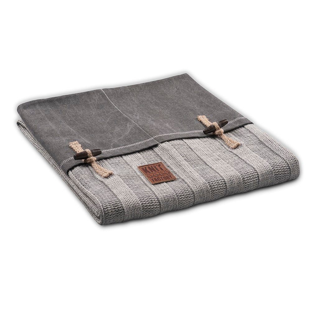 Wolldecke Knit Factory 6x6 x Rib Wohndecke Grau 130 Kuscheldecke Decke Knit Plaid cm Factory, 160 Tagesdecke Grau