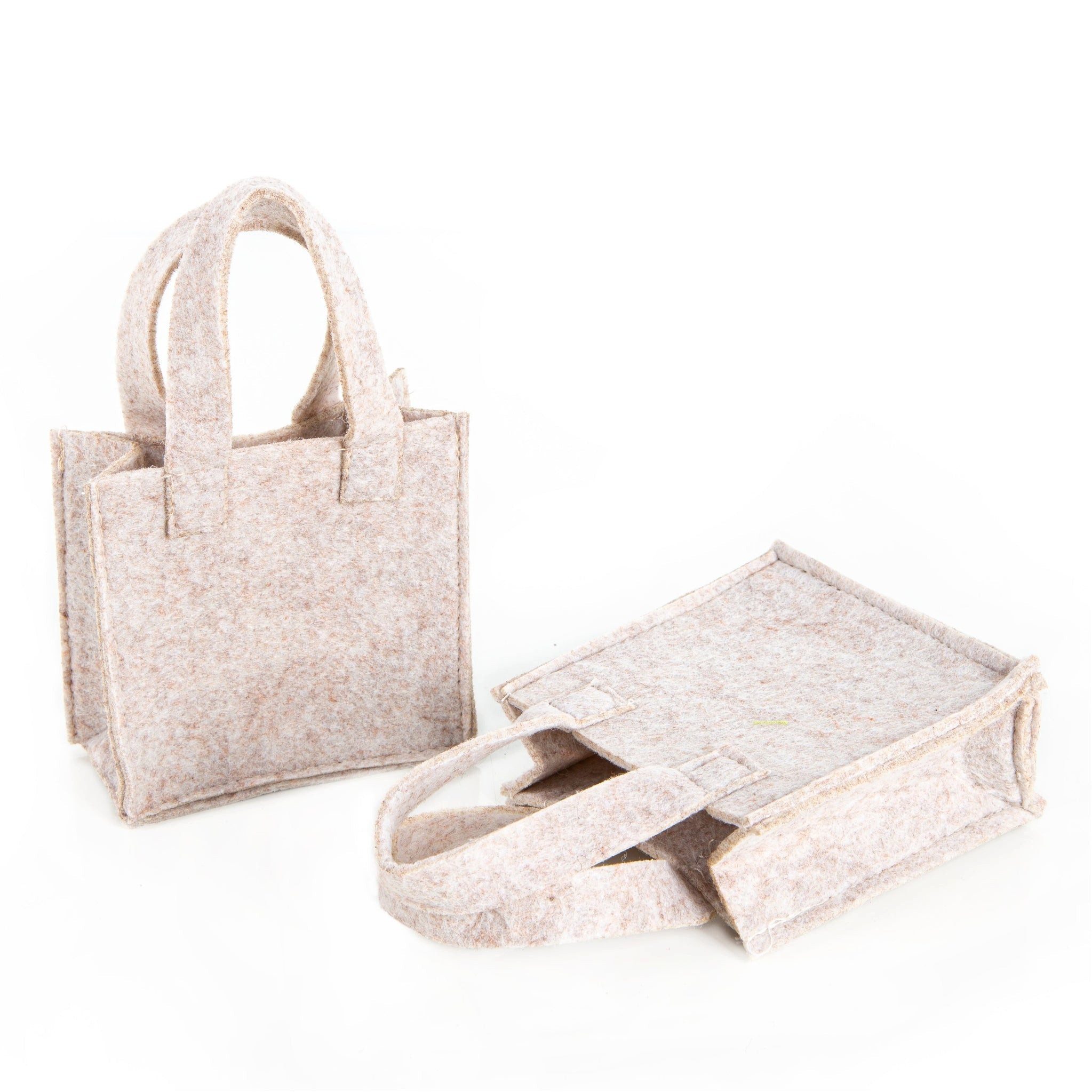 Logbuch-Verlag Geschenkbox 5 kleine Filz Taschen 10x10 cm beige mit Henkel Verpackung – Bild 2 von 5