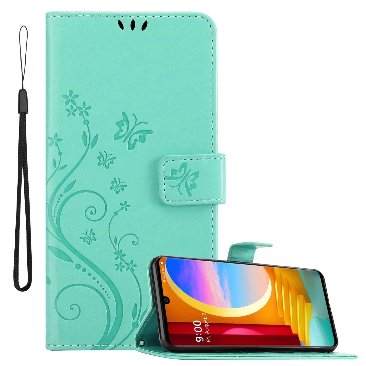 Cadorabo Handyhülle für LG Velvet Hülle LG Velvet, Hülle Schutzhülle Blumen Flower mit Standfunktion Kartenfach Magnet
