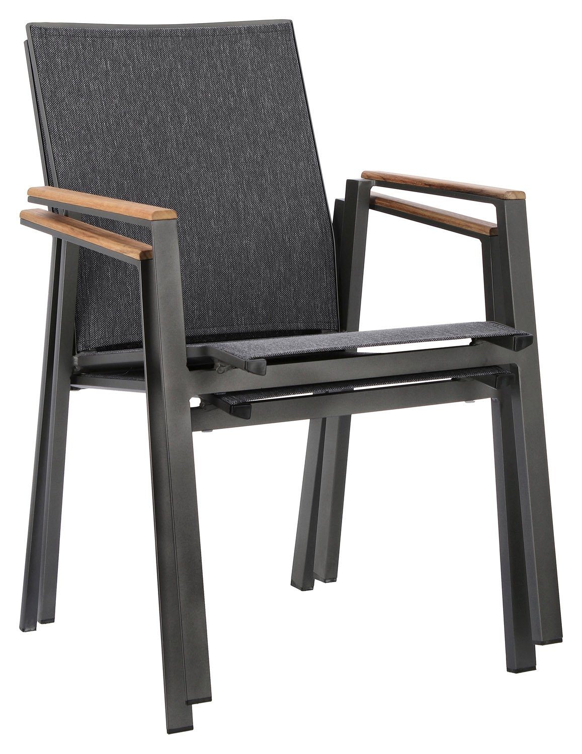 Bizzotto Gartenstuhl CAMERON, Anthrazit, Aluminium, Textilen, stapelbar