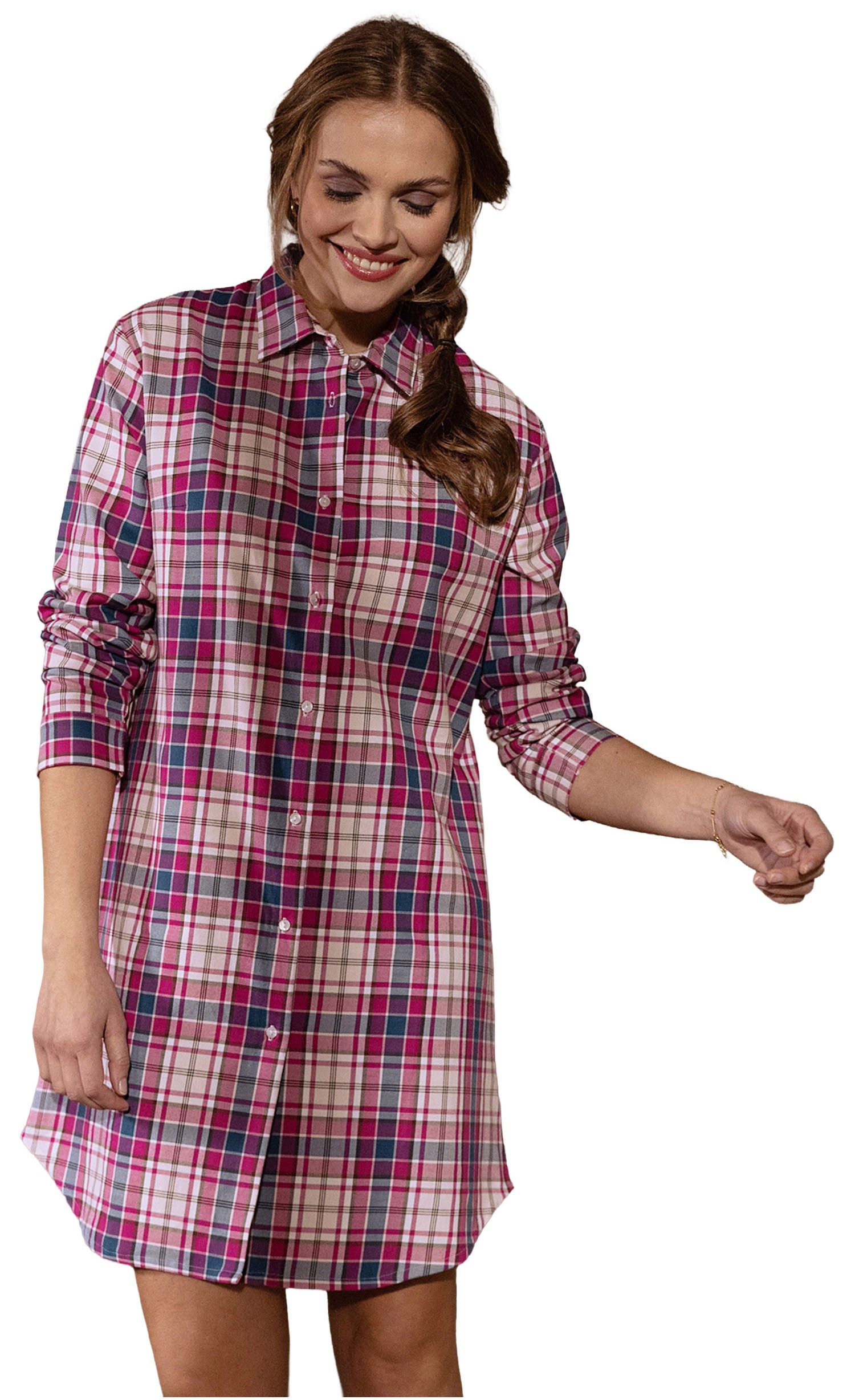 Nina Von C. Nachthemd Damen Schlafshirt geknöpft (1-tlg) Baumwolle