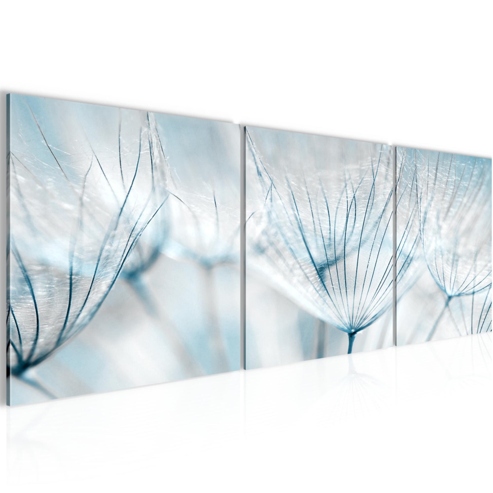 Runa Art Wandbild Pusteblume auf Vlies Leinwand Deko 90 x 30 cm Modern Blau 209834b, 90L x 30B cm