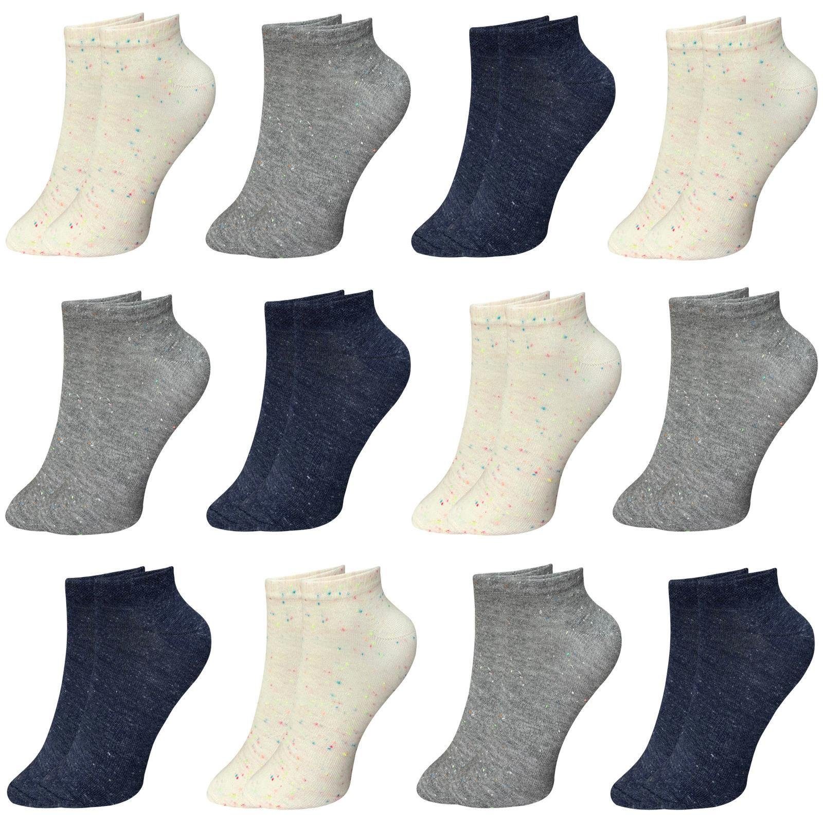 LOREZA Kurzsocken 12 Paar Damen Socken 35-40 Kurzsocken Baumwolle Sneaker Füßlinge Sport (Paar, 12-Paar) 12-Paar Modell 4