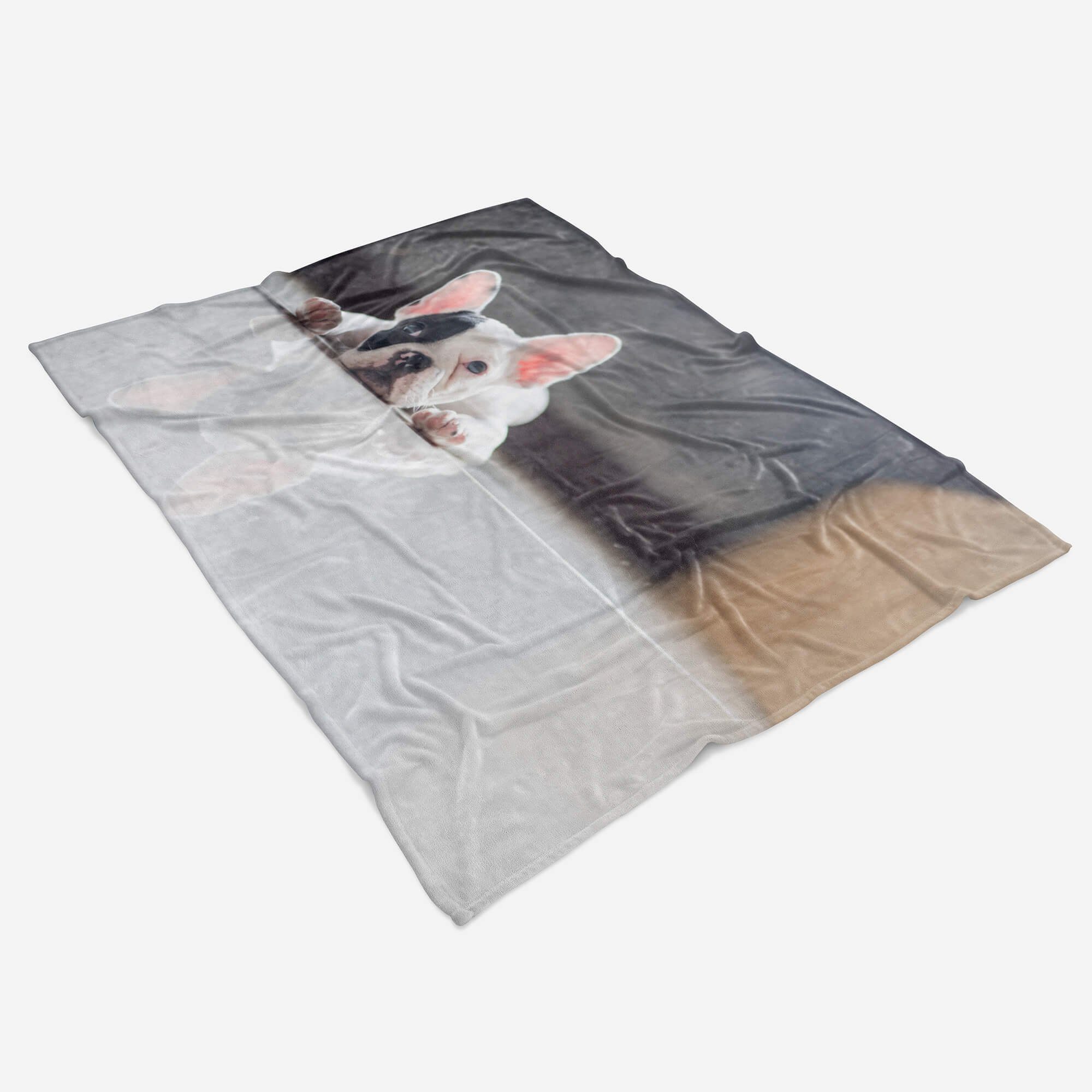 französische Handtuch Tiermotiv Strandhandtuch Handtücher Handtuch Sinus (1-St), Art Saunatuch Bulld, Baumwolle-Polyester-Mix Kuscheldecke mit