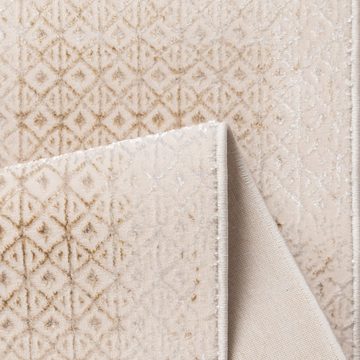 Teppich Hochwertiger Designer Teppich, glänzend, in gold-weiß, Carpetia, rechteckig, Höhe: 5 mm