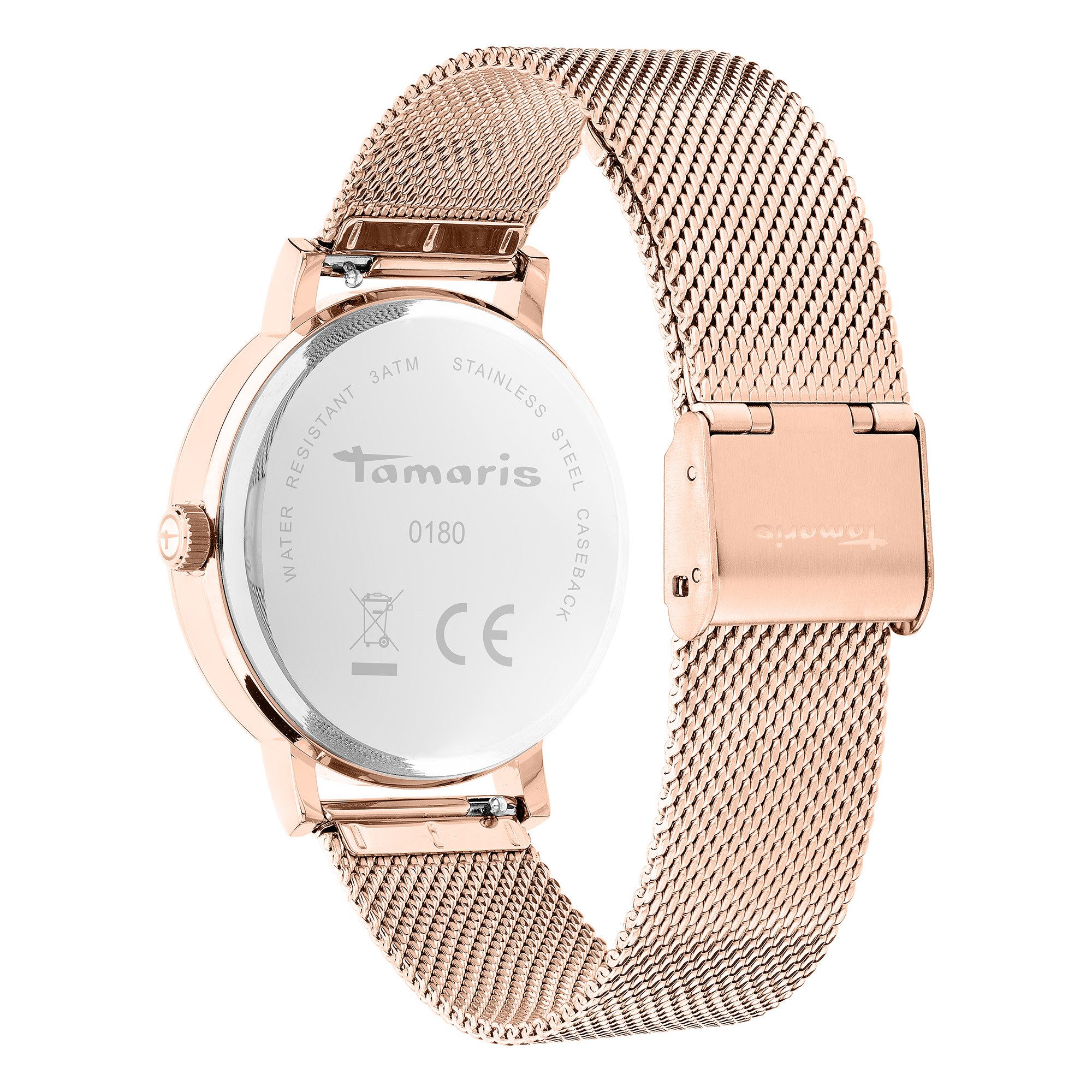 Tamaris Quarzuhr Clover TT-0180-MQ, Armbanduhr, Damenuhr, Edelstahlarmband, analog