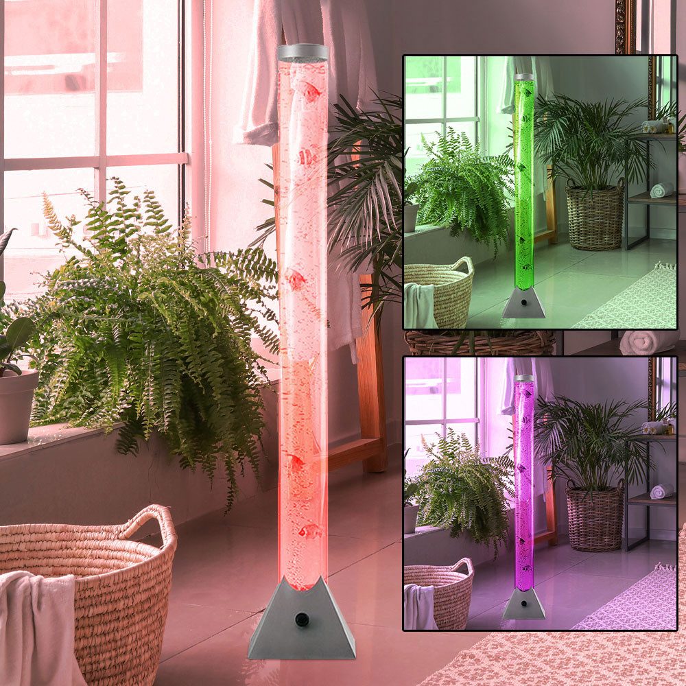 NOWA LED Stehlampe, LED-Leuchtmittel fest verbaut, Farbwechsel, RGB, RGB LED Steh Lampe Deko Fische Sprudel Wasser Ess Zimmer Stand Säule