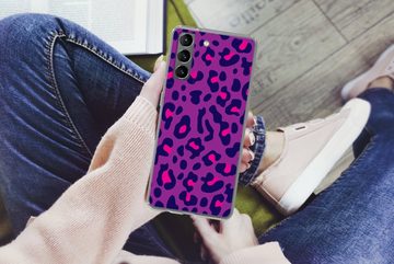 MuchoWow Handyhülle Pantherdruck - Lila - Rosa, Phone Case, Handyhülle Samsung Galaxy S21, Silikon, Schutzhülle