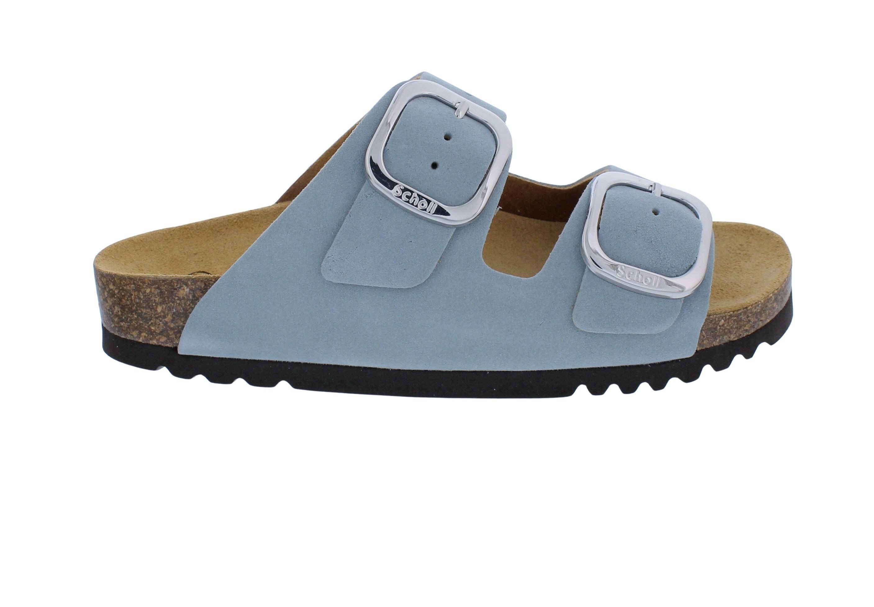 Scholl Scholl Pantolette mit Fußbett Noelle Blau-Denim Suede - Velourleder Pantolette