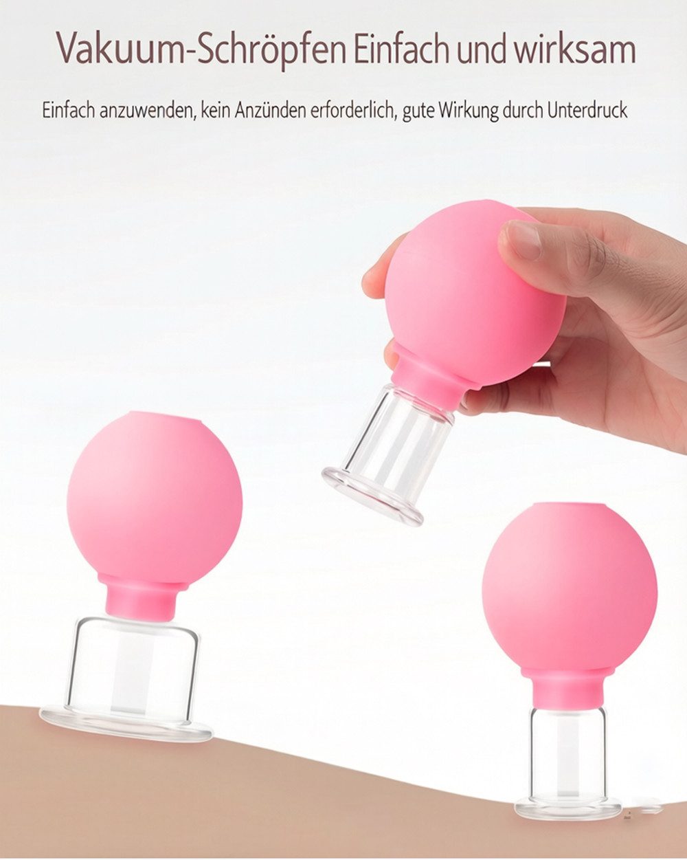 Jumpeak Vakuum-Massager Schröpfgläser,Massagegerät,Schönheitspflege,Flame-Free-Design, Eine Packung mit vier verschiedenen Größen,Silikon + Plexiglas