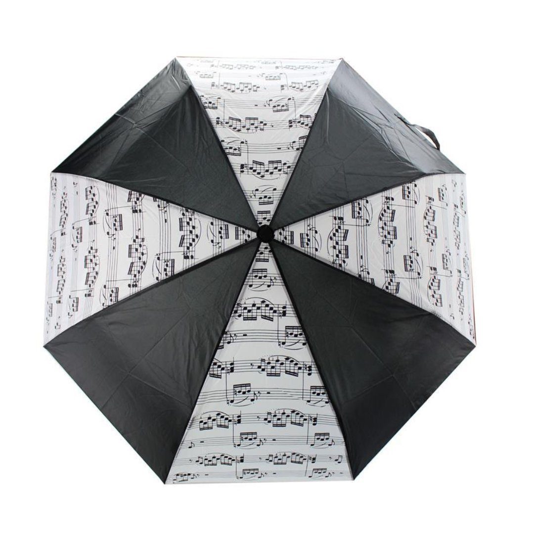 mugesh Taschenregenschirm Taschenschirm Notenzeilen, für Musiker schwarz-weiß