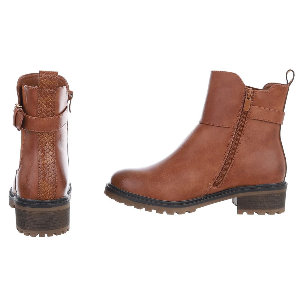 Ital-Design Stylischer Damen-Stiefel mit Komfort und eleganten Details Chelseaboots (90482594) Blockabsatz Stiefeletten in Camel