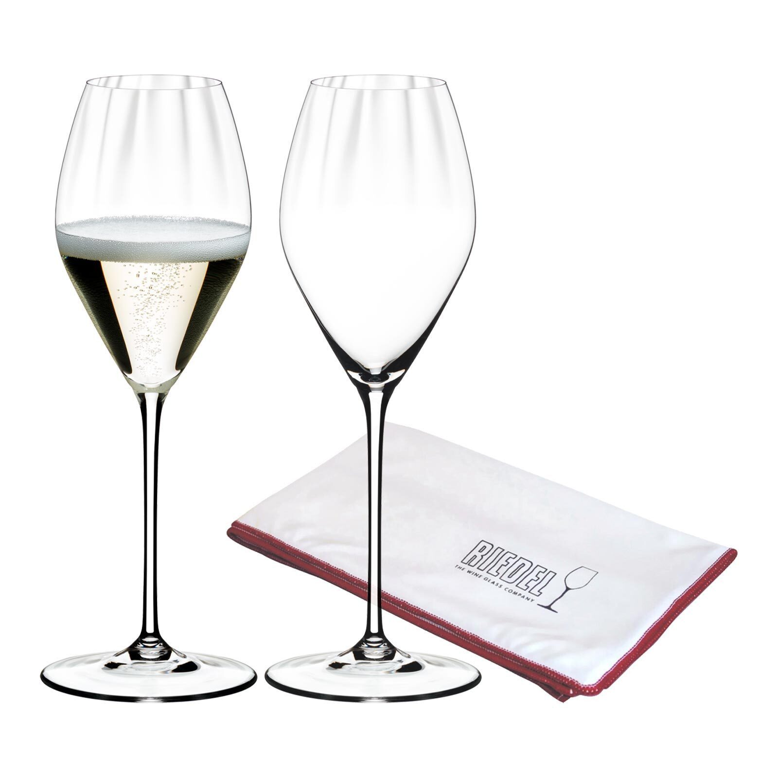 RIEDEL THE WINE GLASS COMPANY Champagnerglas Performance Champagnergläser inklusive Poliertuch, Glas