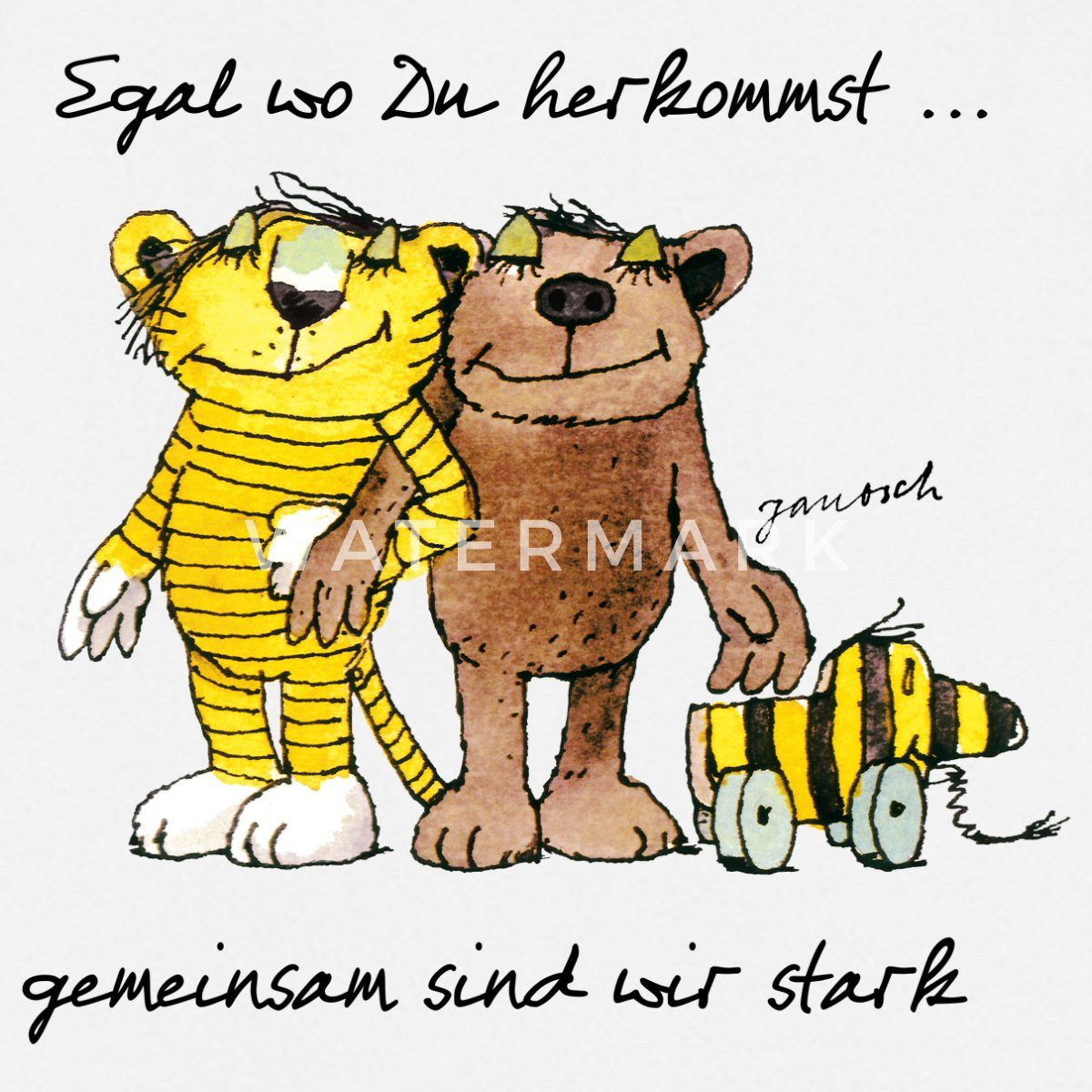 Spreadshirt Kochschürze Janosch Bär Tigerente Tiger Gemeinsam Stark Kochsch günstig online kaufen