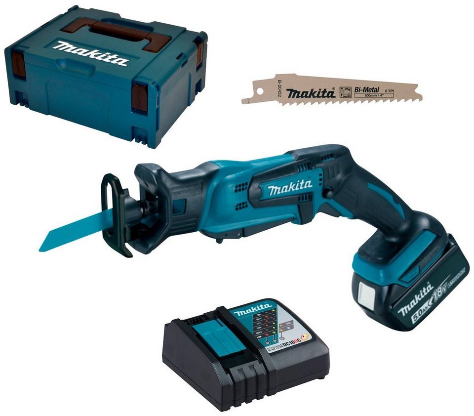 Makita Reciprosäge DJR183Y1J / DJR183RT1J, Set, mit Akku und Ladegerät